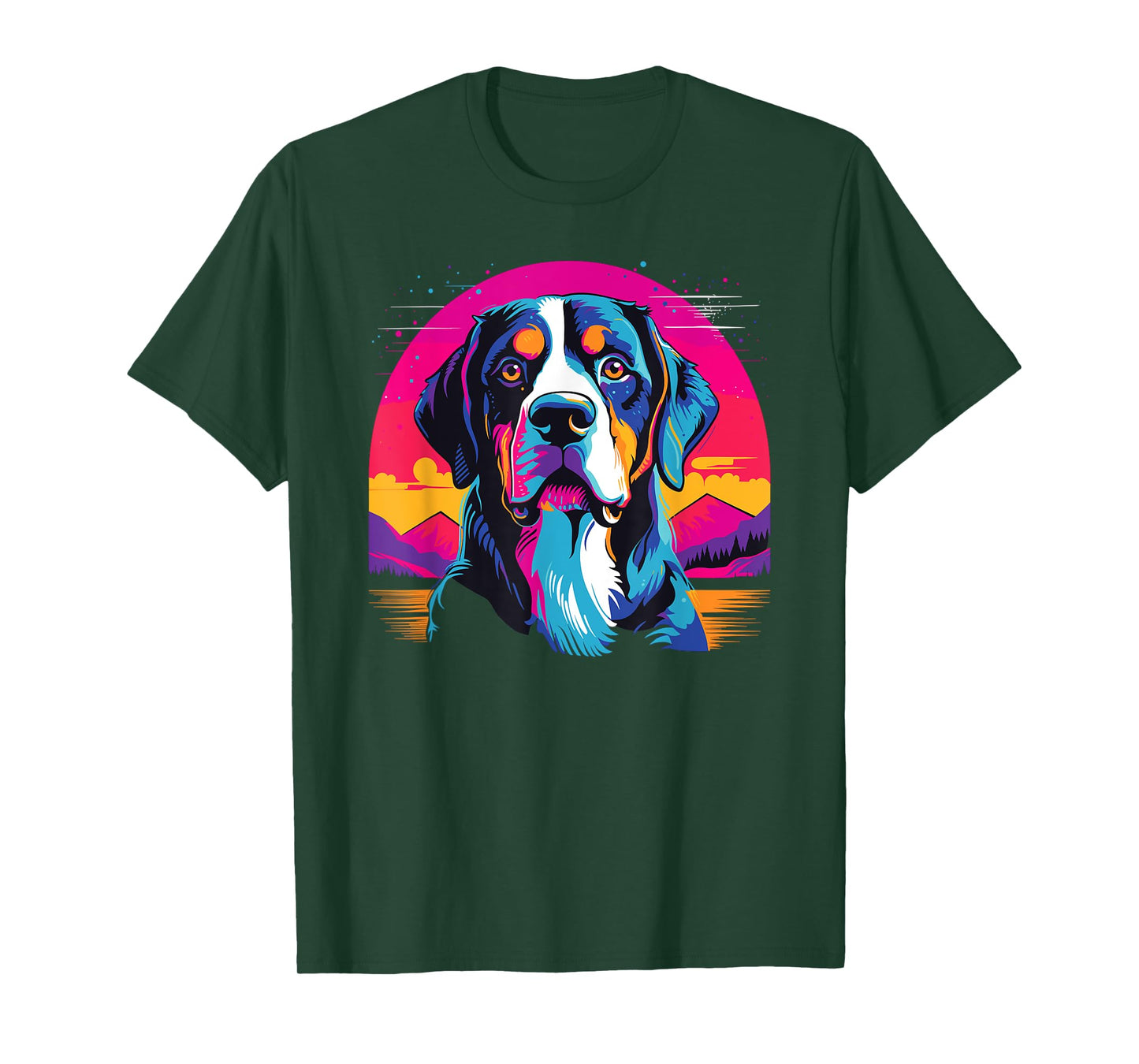 Watercolor Colorful Greater Swiss Mountain Dog T-Shirt for Men Women Kids
