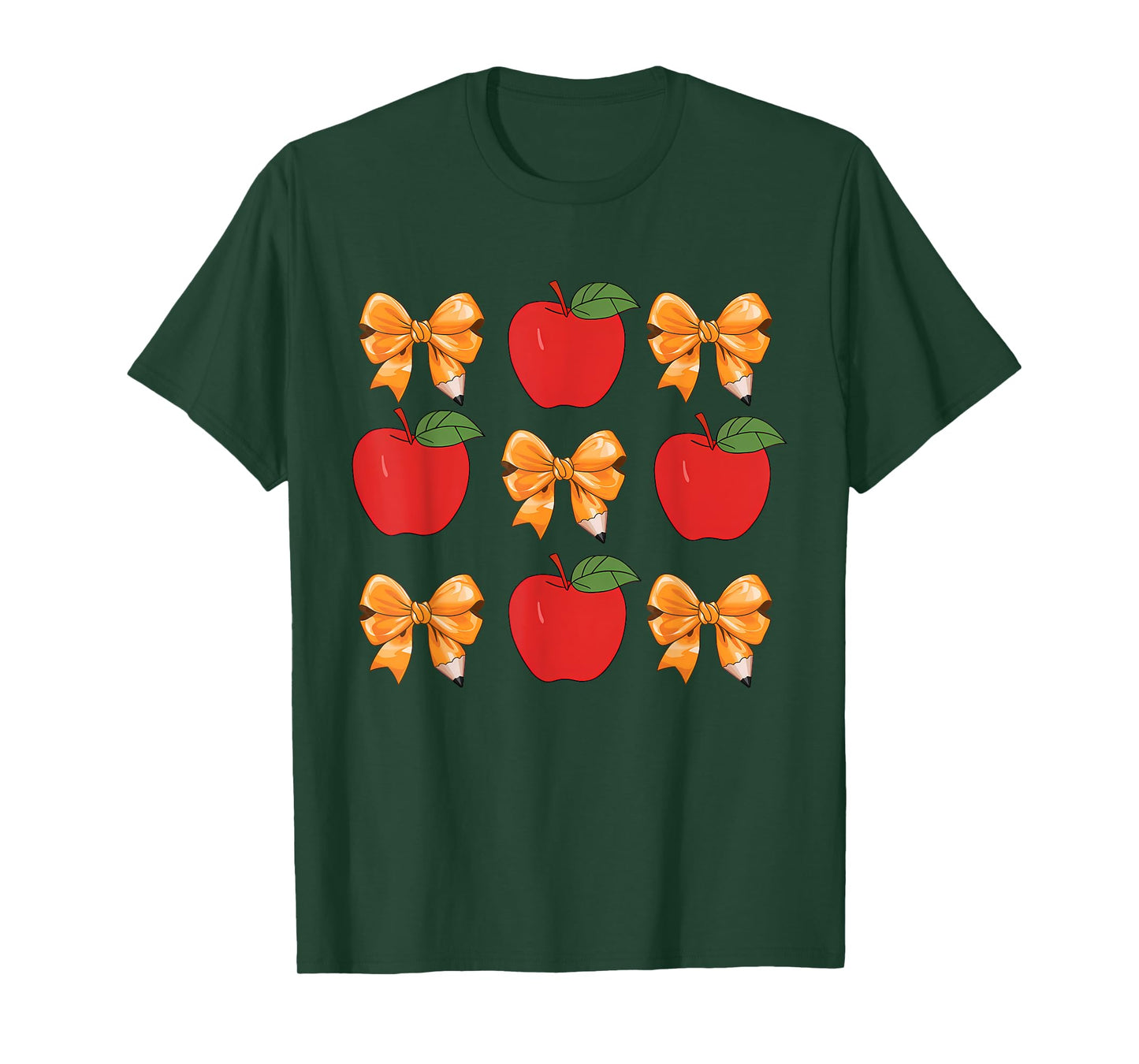 Teacher Coquette Pencil Bow And Apple Teacher Appreciation T-Shirt for Men Women Girls Kids