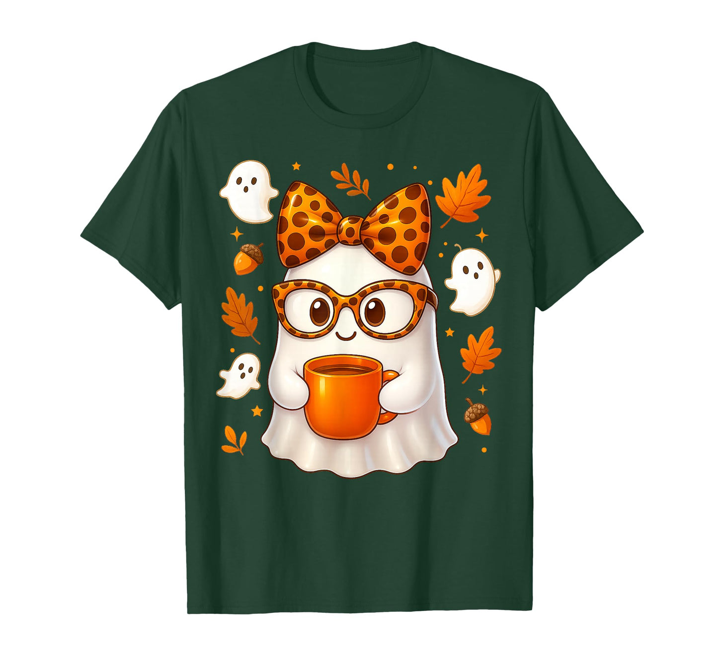 Cute Boo Ghost Coffee Pumpkin Spice Fall Autumn Women Girl T-Shirt