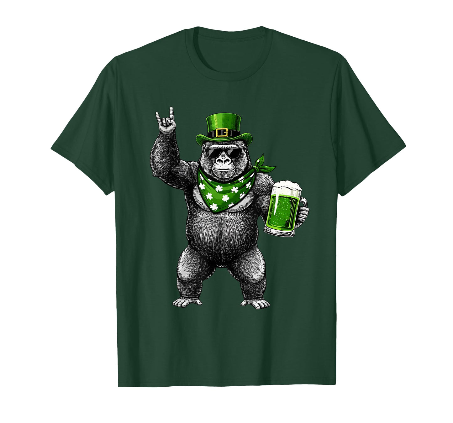Funny Gorilla St Patty's Shamrock Beer St Patrick's Day Men T-Shirt - T-Shirt | Forest