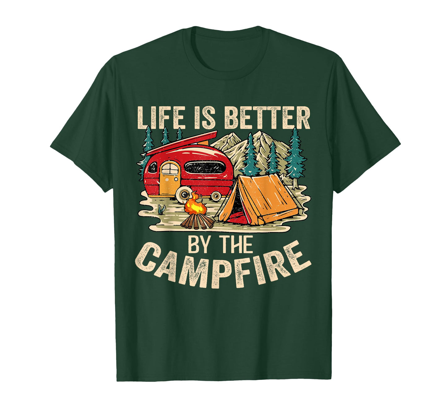 Vintage Retro Life is Better Around The Campfire Camping T-Shirt