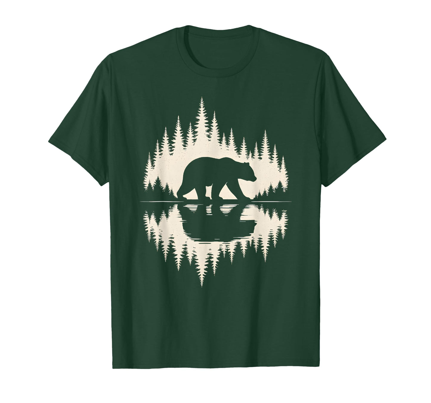 Wildlife Bear Forest Reflection Art Hiking Camping Outdoor T-Shirt