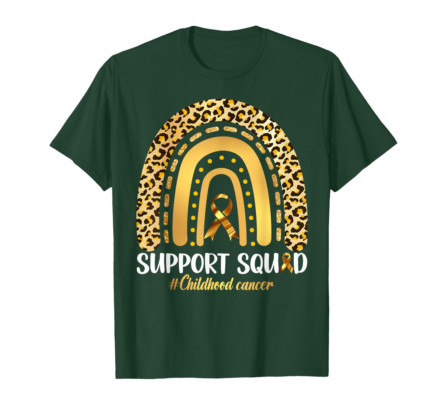 Support Squad Gold Ribbon Childhood Cancer Awareness Rainbow T-Shirt