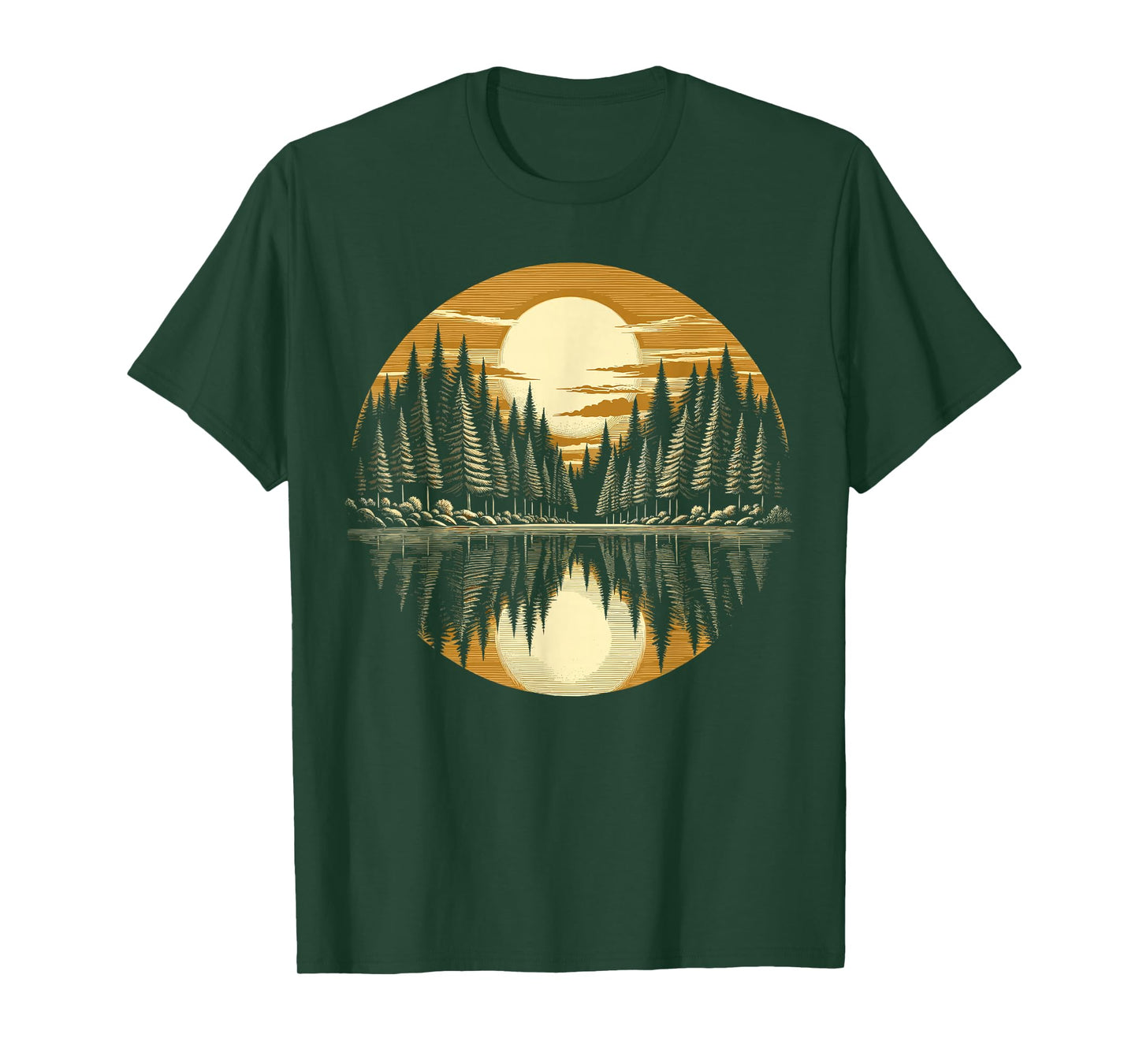 Nature Reflection Retro Forest Trees Outdoor Wildlife T-Shirt