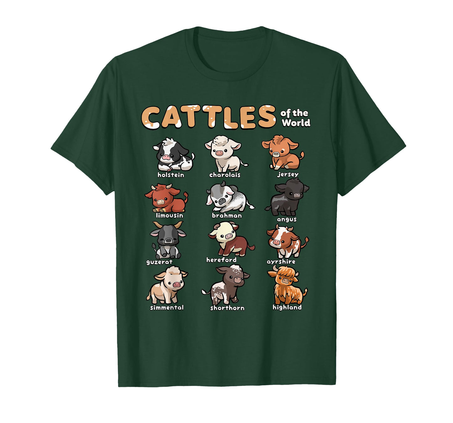 Cattles Animals of the World Cattle Farmer Rancher Cow Lover T-Shirt