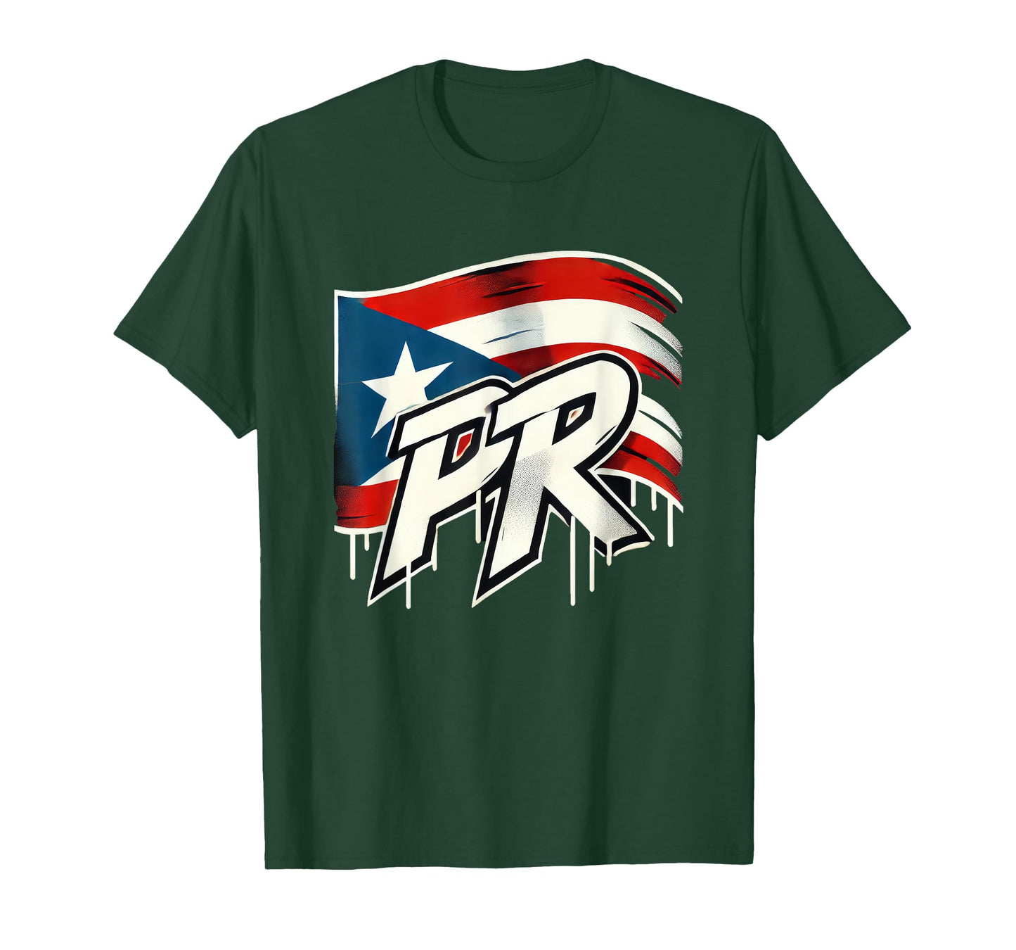 PR Puerto Rico Flag Emblem Logo Graffiti Street Art Fun Cool T-Shirt