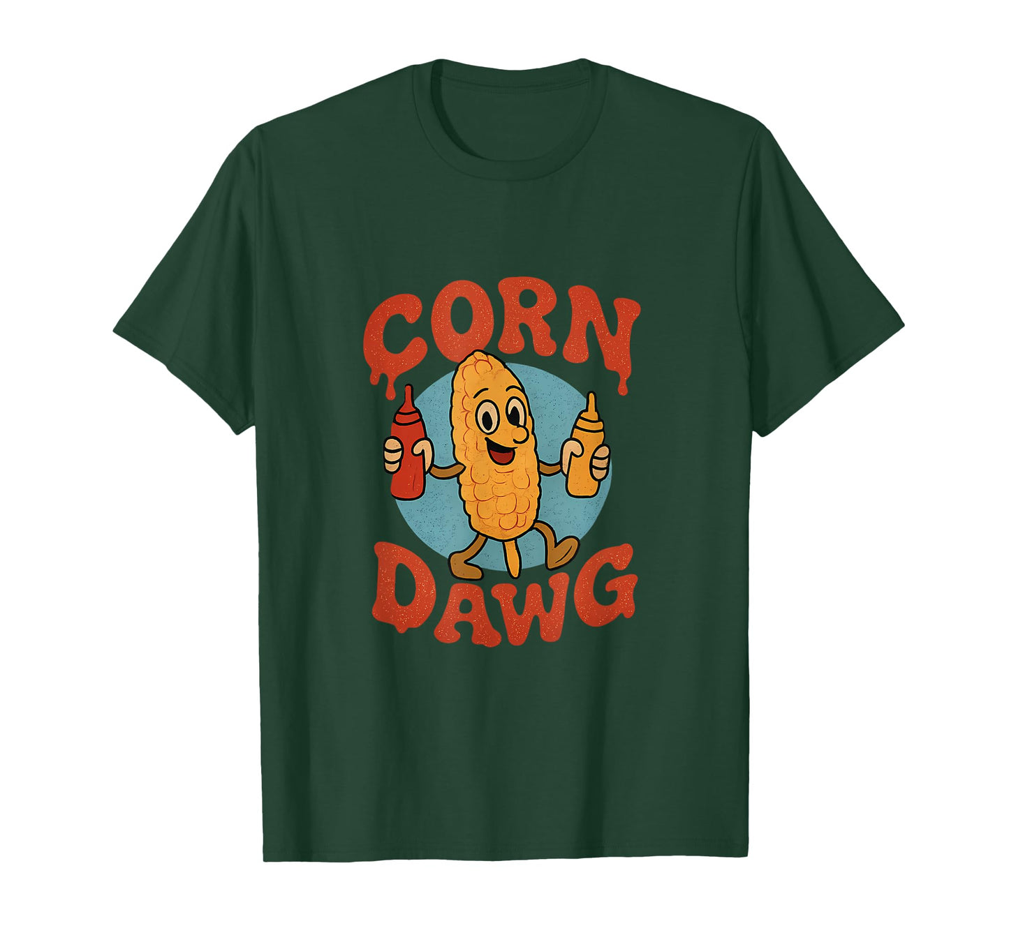 Corn Dawg Funny Farm Humor Ketchup Drip Graphic T-Shirt