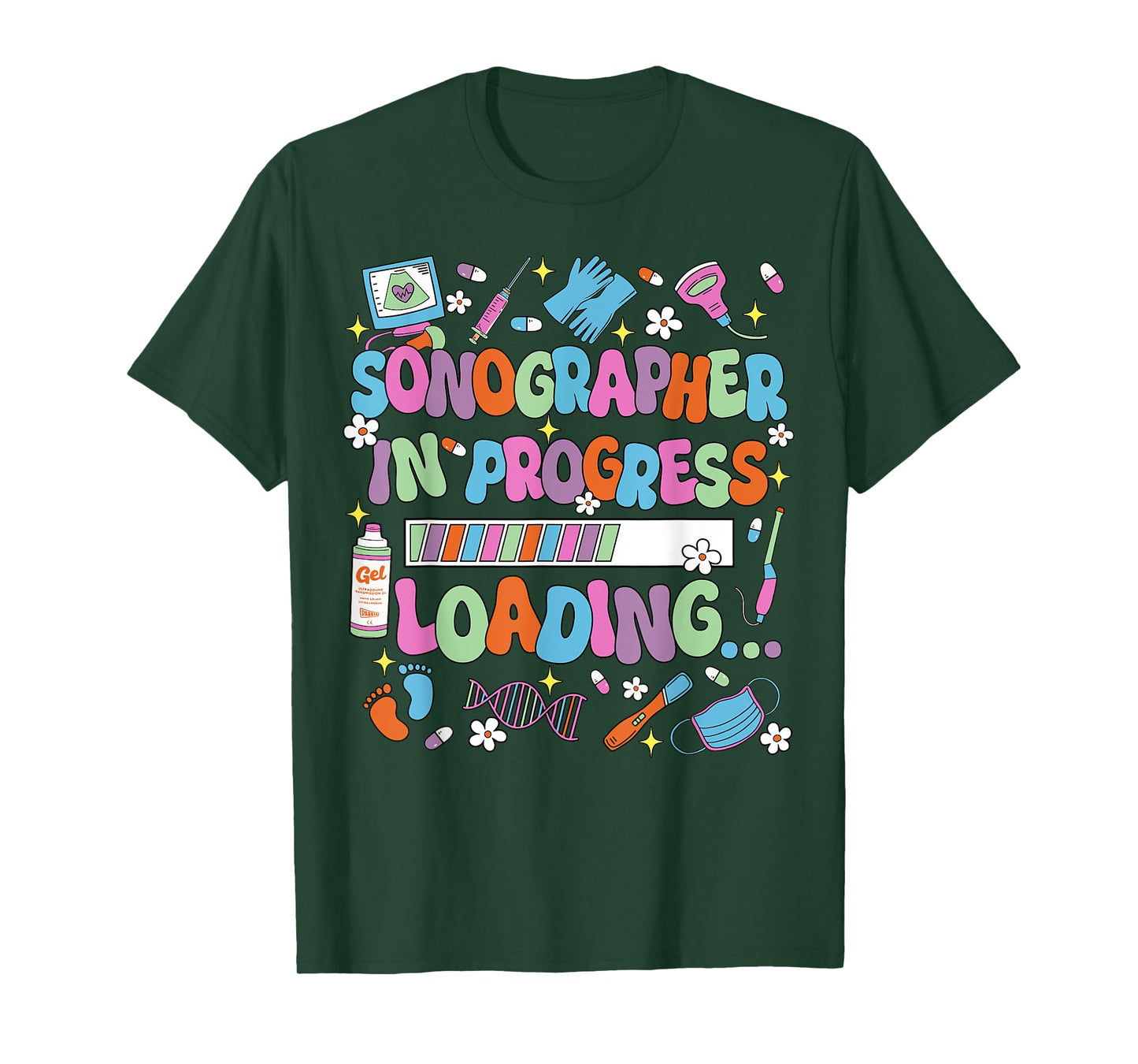 Sonographer In Progress Loading Sonography Ultrasound Tech T-Shirt