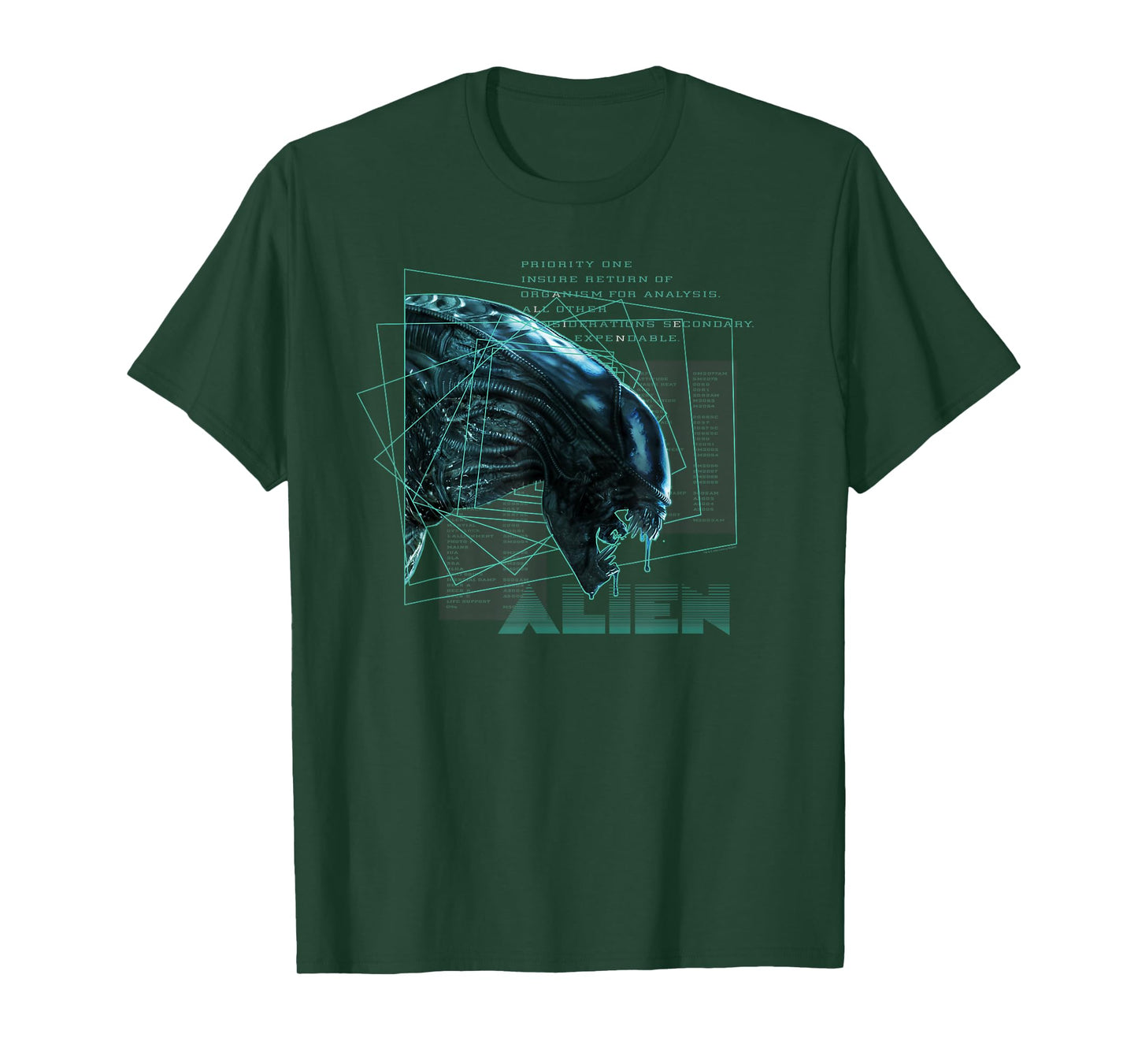 Alien 45th Anniversary Movie Xenomorph Priority One Logo T-Shirt