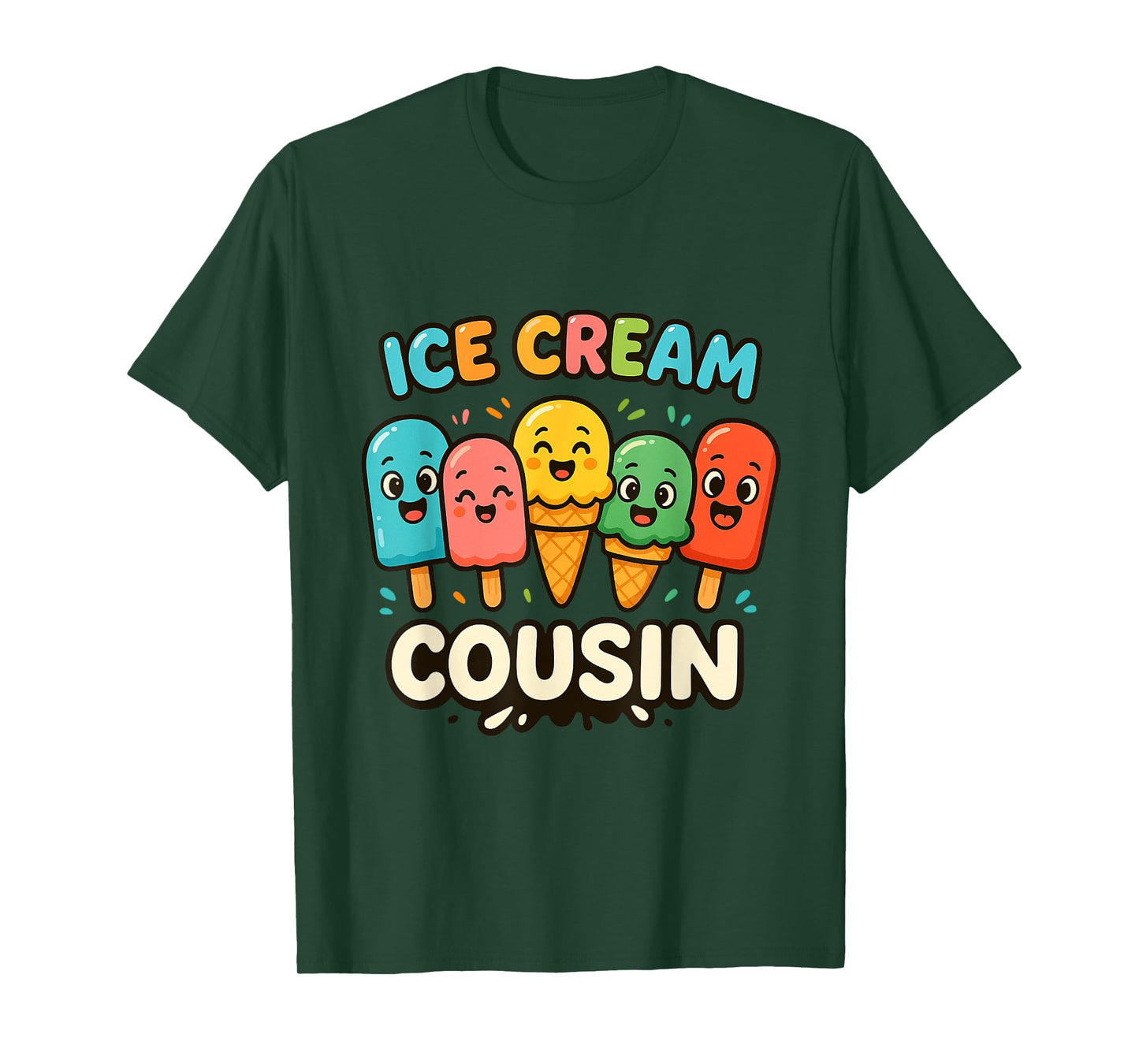 Ice Cream Cousin Ice Cream Cone Colorful Boy Girl Lover Kids T-Shirt