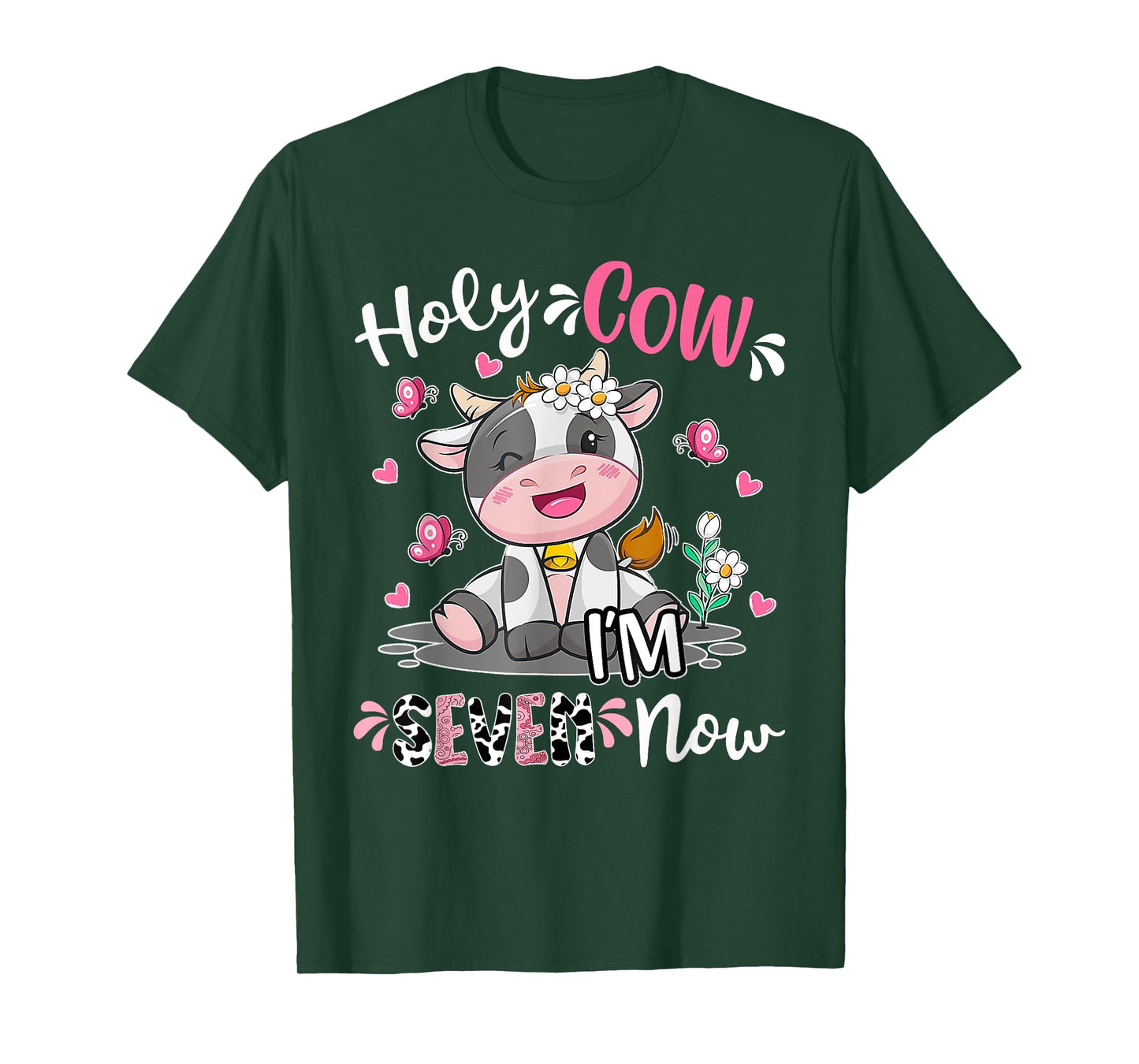 Kids Holy Cow I'm Seven 7 Years Old 7th Birthday Boy Girl T-Shirt