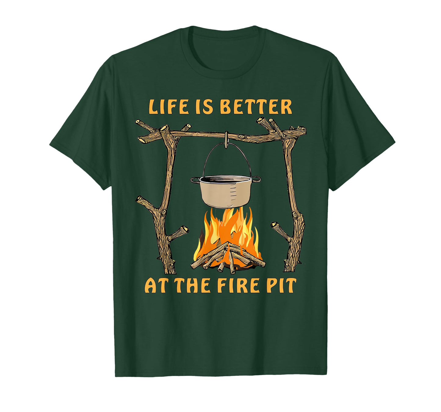 Survival Cooking Campfire Natural Fire Pit Bushcrafter T-Shirt