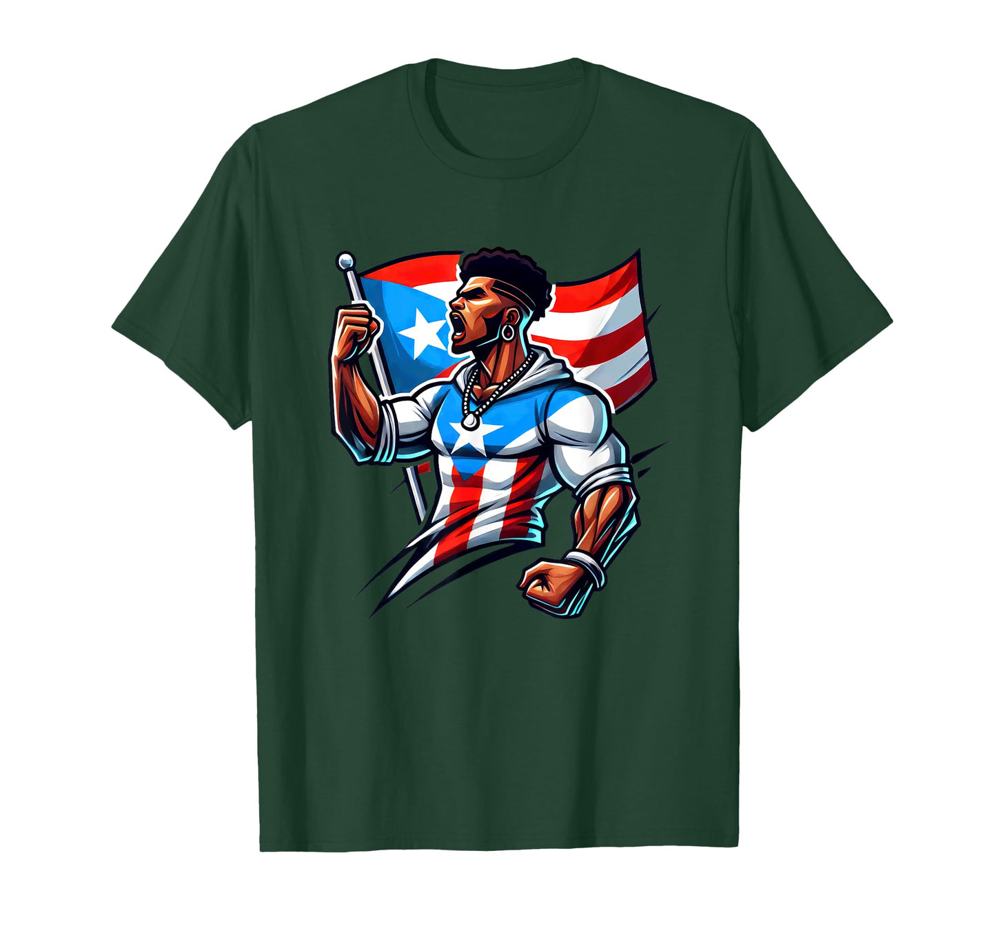 Afro Boricua Protest Fist Puerto Rican Flag Strong Latino T-Shirt