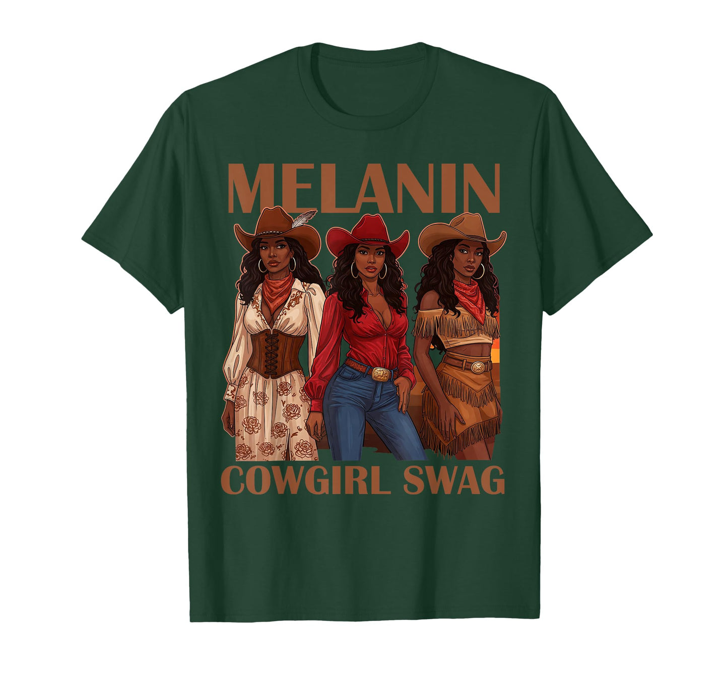 Let's Go Girls Retro Western Country Melanin Cowgirl Swag T-Shirt