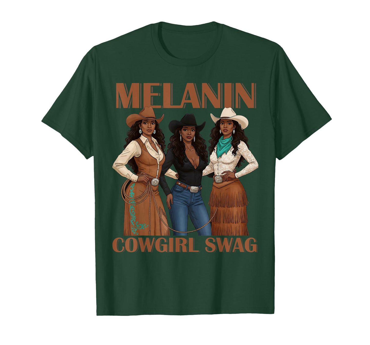 Let's Go Girls Retro Western Country Melanin Cowgirl Swag T-Shirt