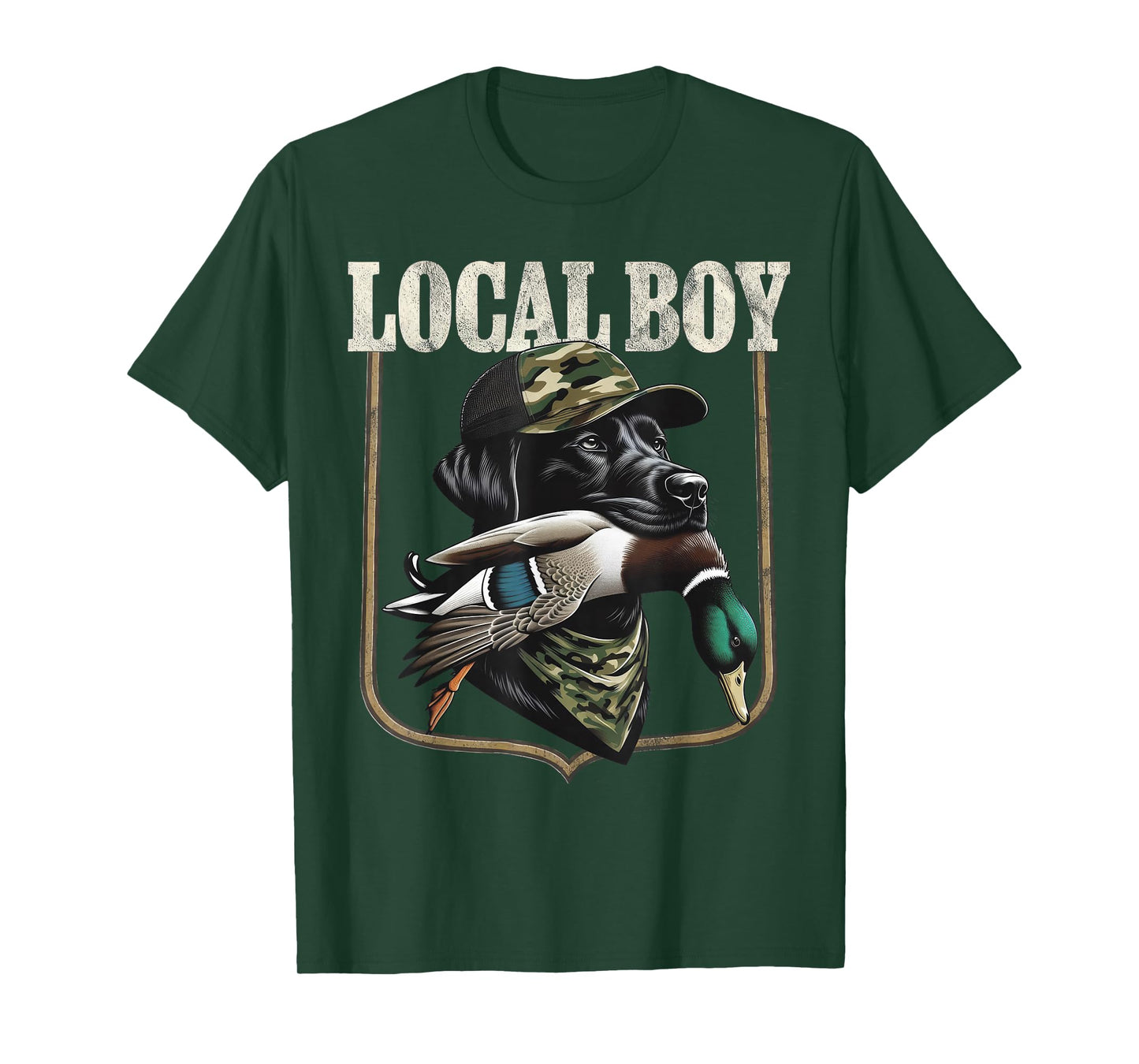 Dog Retro Southern with Duck Country Vintage Local Boy T-Shirt