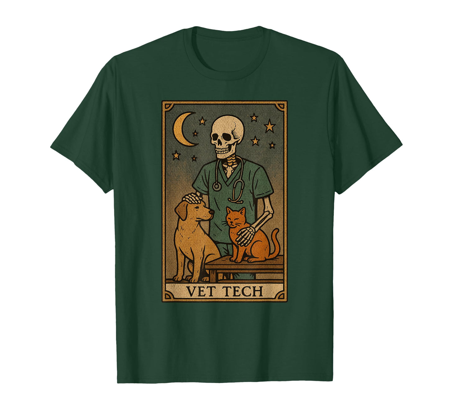 "The Vet Tech" Veterinary Technician Skeleton Tarot Card T-Shirt