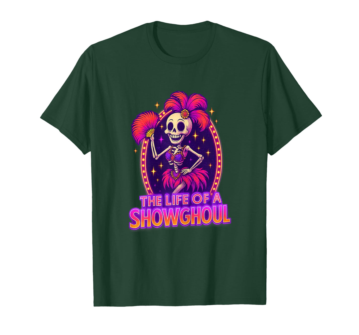 The Life of a Showghoul Retro Funny Halloween Show Skeleton T-Shirt