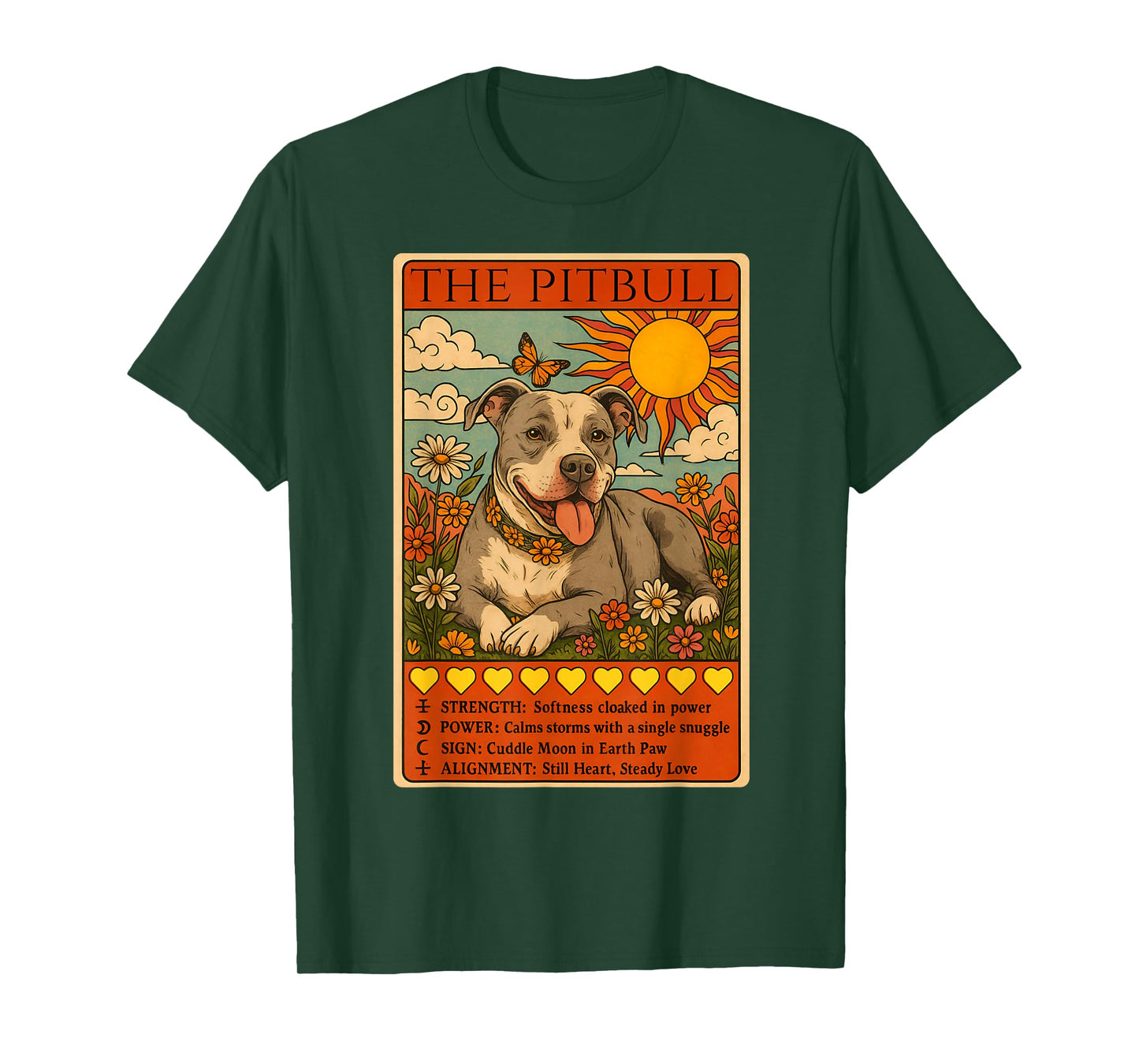 The Pitbull Tarot Card Pit Bull Lover Floral Cute Pittie Mom T-Shirt