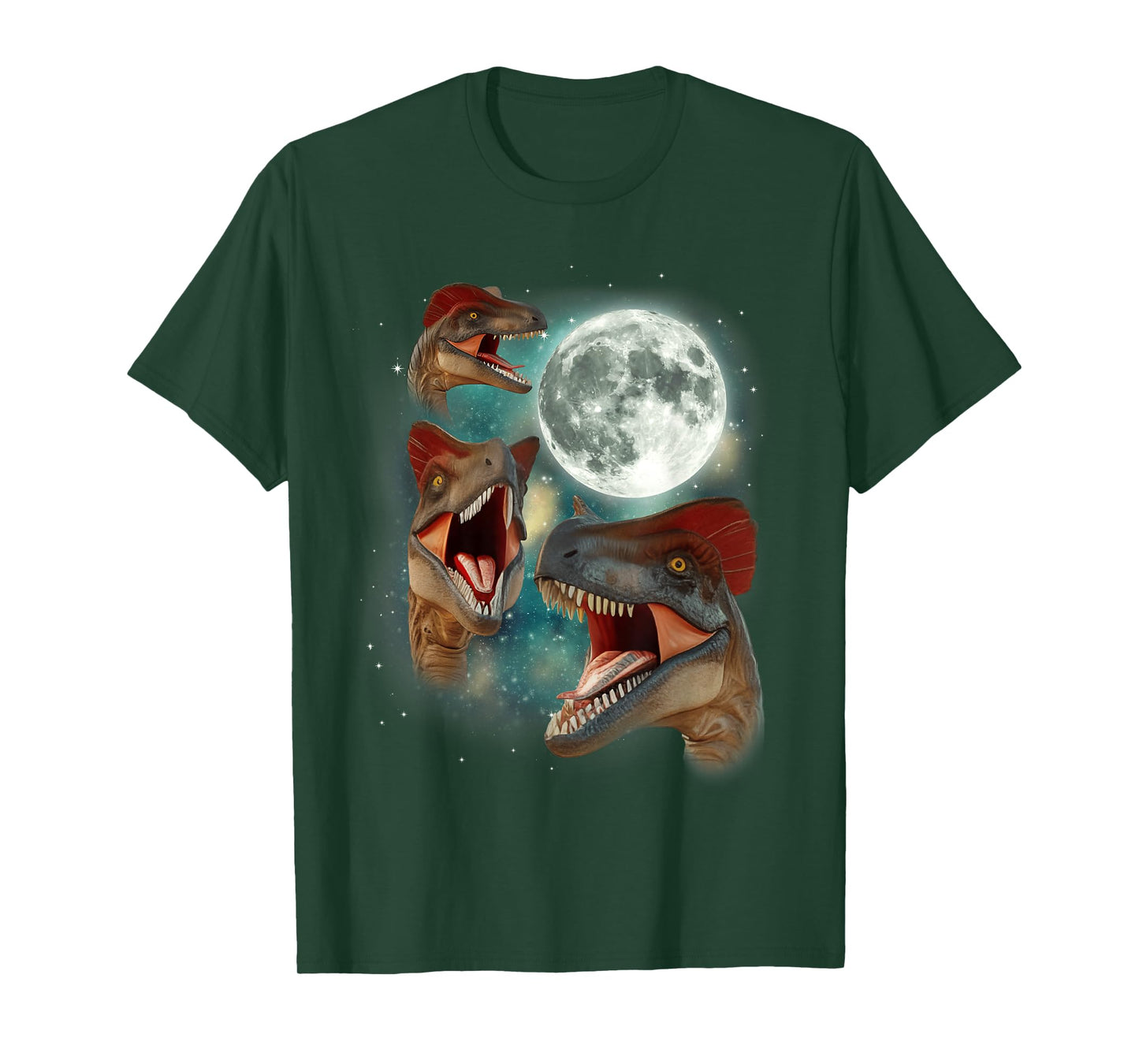 Three Dilophosaurus Moon | 3 Dinosaur Prehistoric Roar Dino T-Shirt