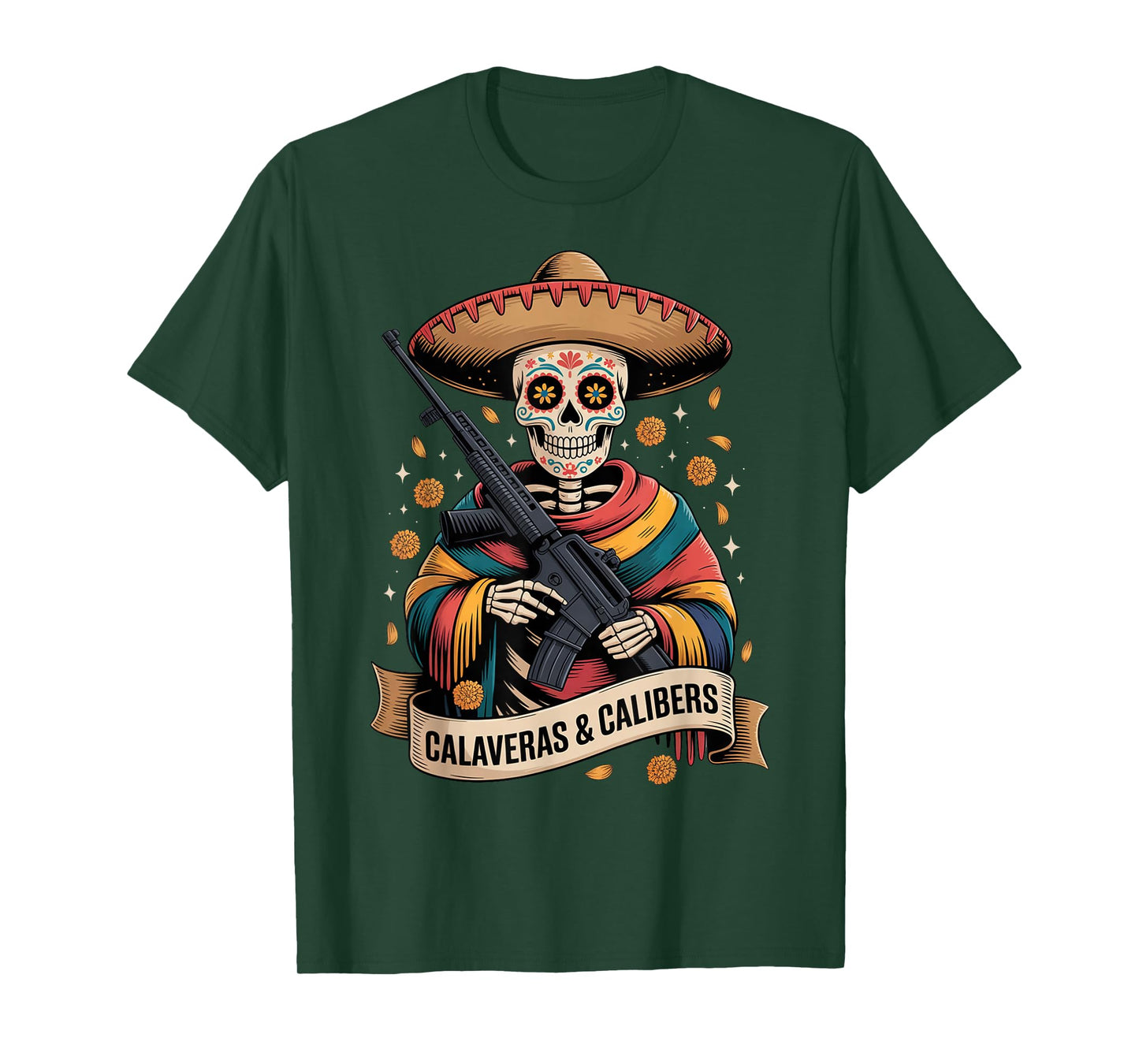 Retro Vintage Pro Gun - Funny Mexican Dia de Los Muertos T-Shirt