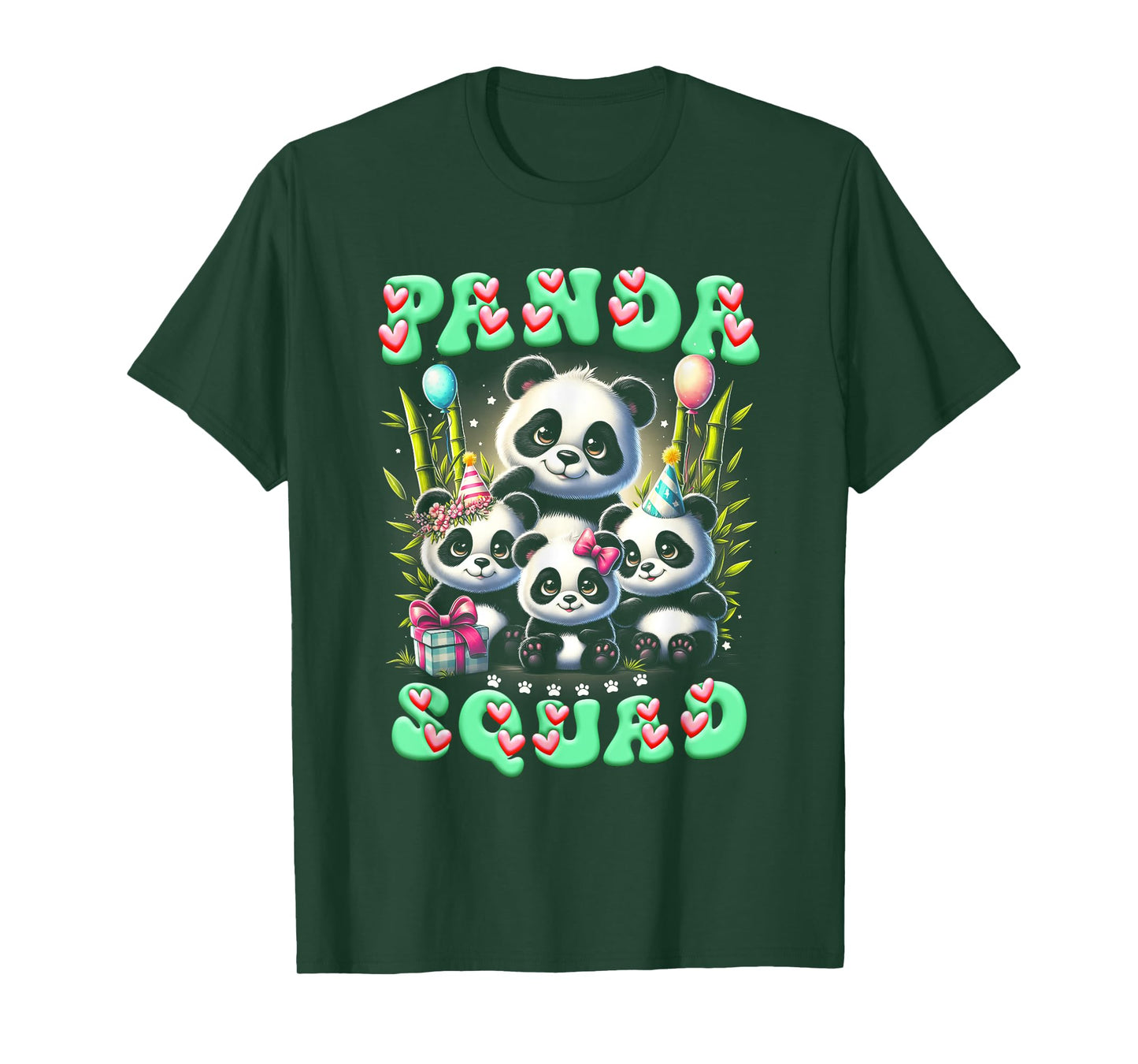 Panda Family Birthday Panda Squad Wildlife Animal Cute T-Shirt