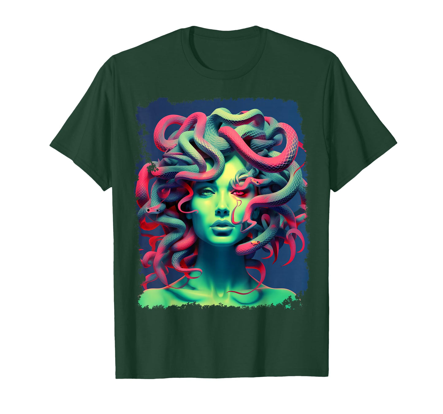 MythoThreads Women's Medusa Graphic T-Shirt - Black, Small, Short Sleeve, Crew Collar, Regular Fit