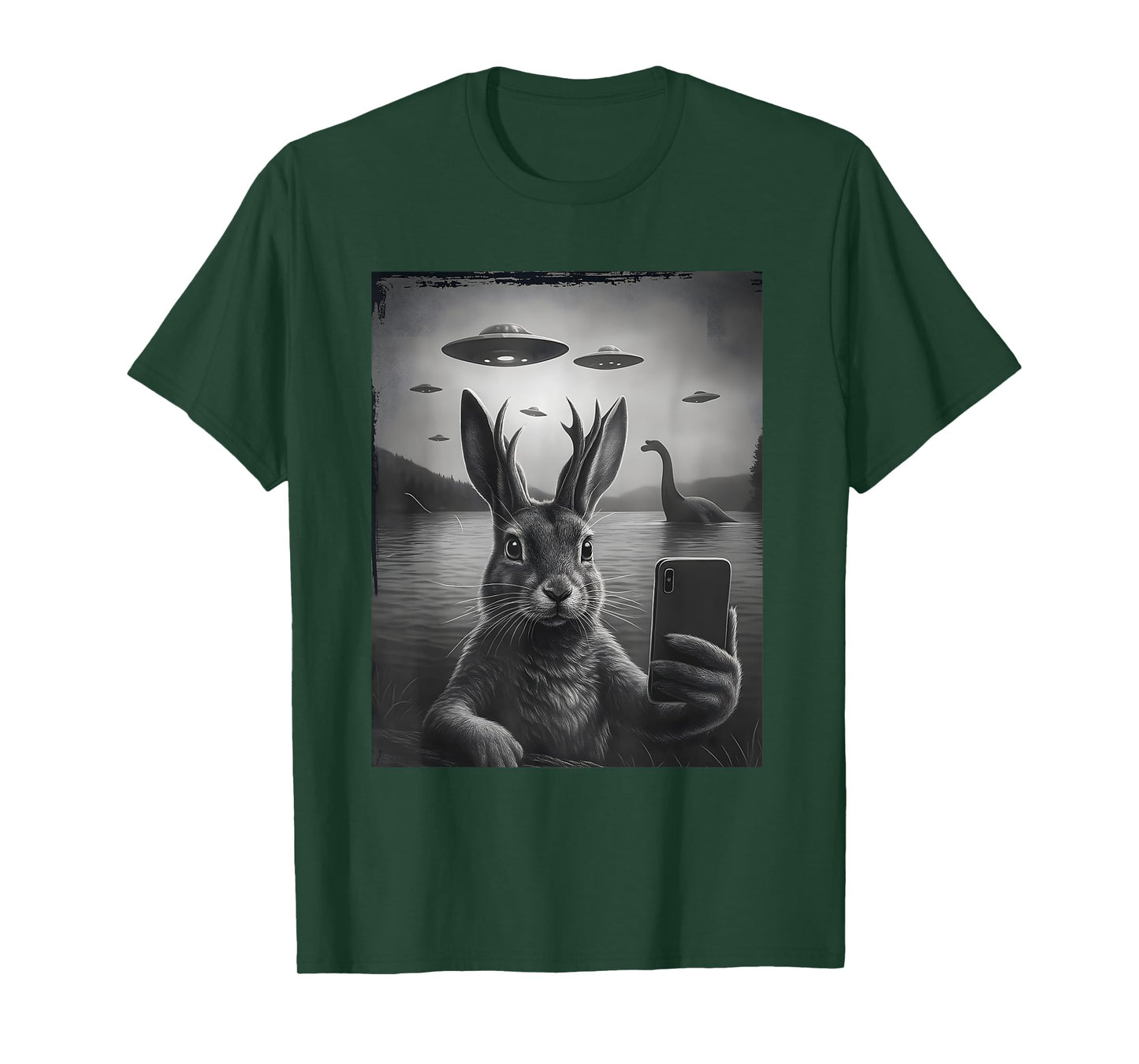 Cryptid Jackalope Selfie Adventure UFO T-Shirt