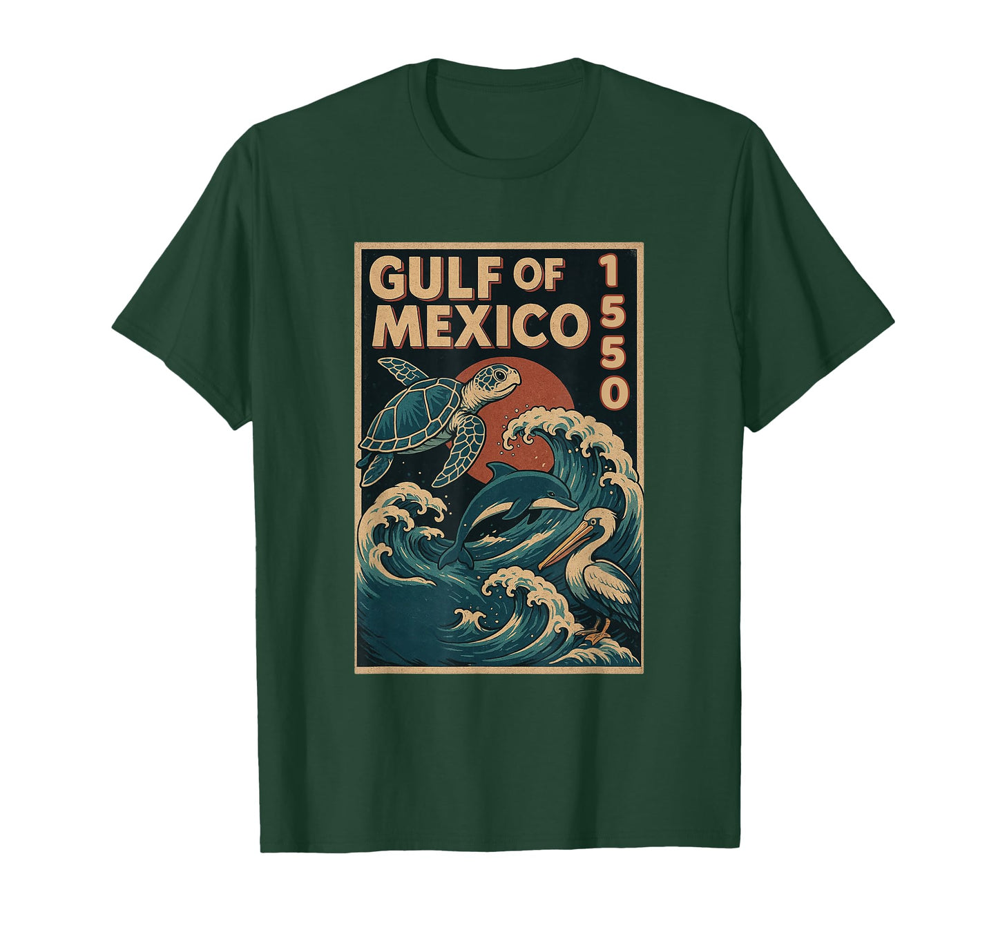 Gulf of Mexico Est. 1550 Wildlife Art Vintage Sea Life T-Shirt
