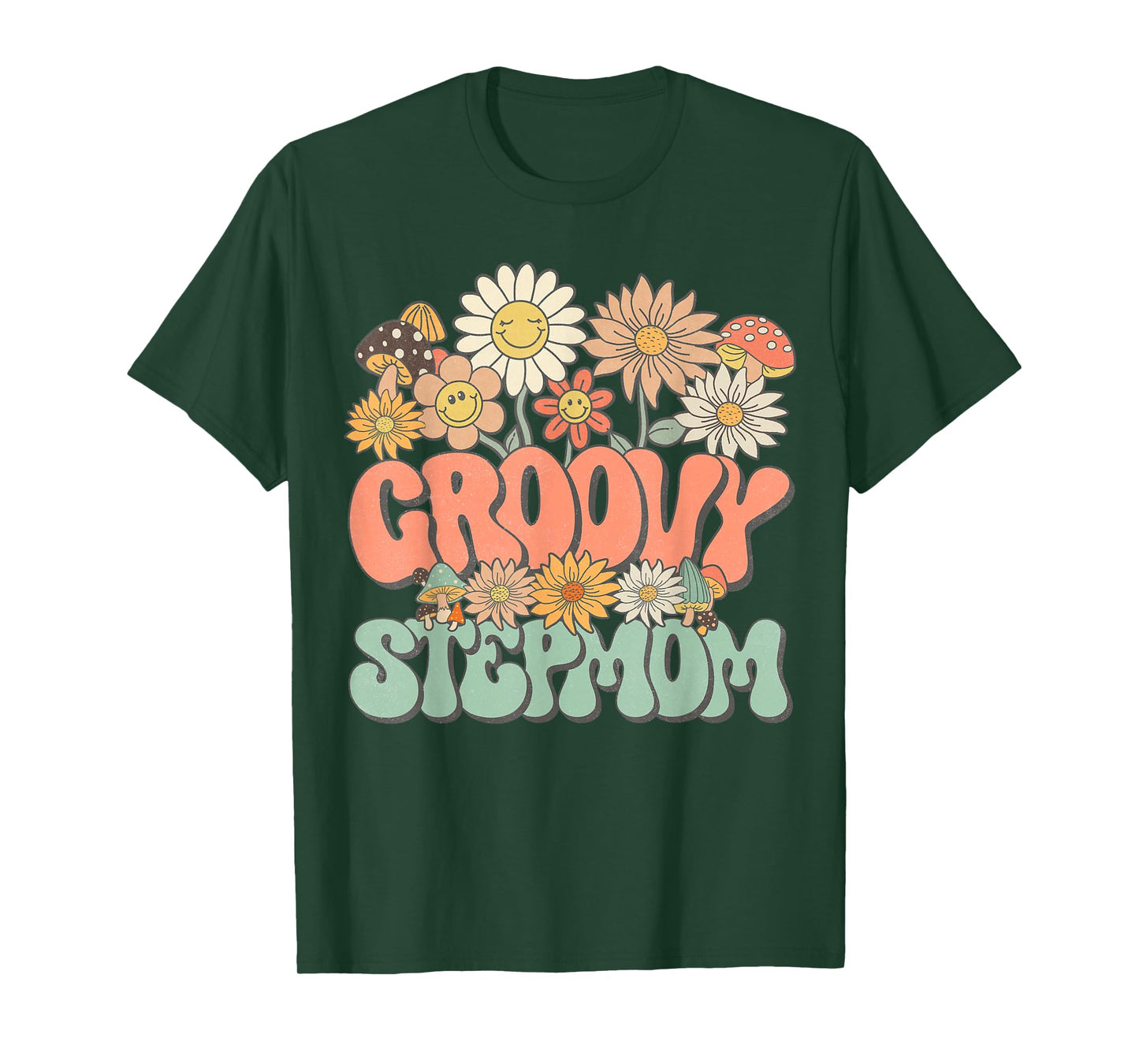 Groovy Stepmom Floral Hippie Retro Daisy Wildflower Women T-Shirt