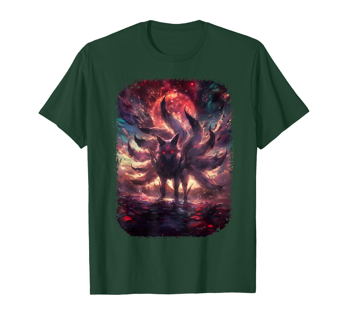 Anime Kitsune Nine-Tailed Fox Manga Otaku Style T-Shirt