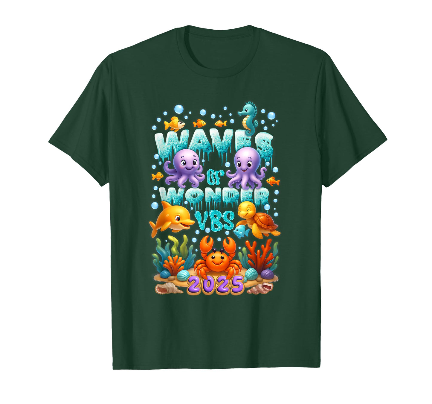 Waves O f Wonder VBS Ocean Sea Life Christian Faith Camp T-Shirt