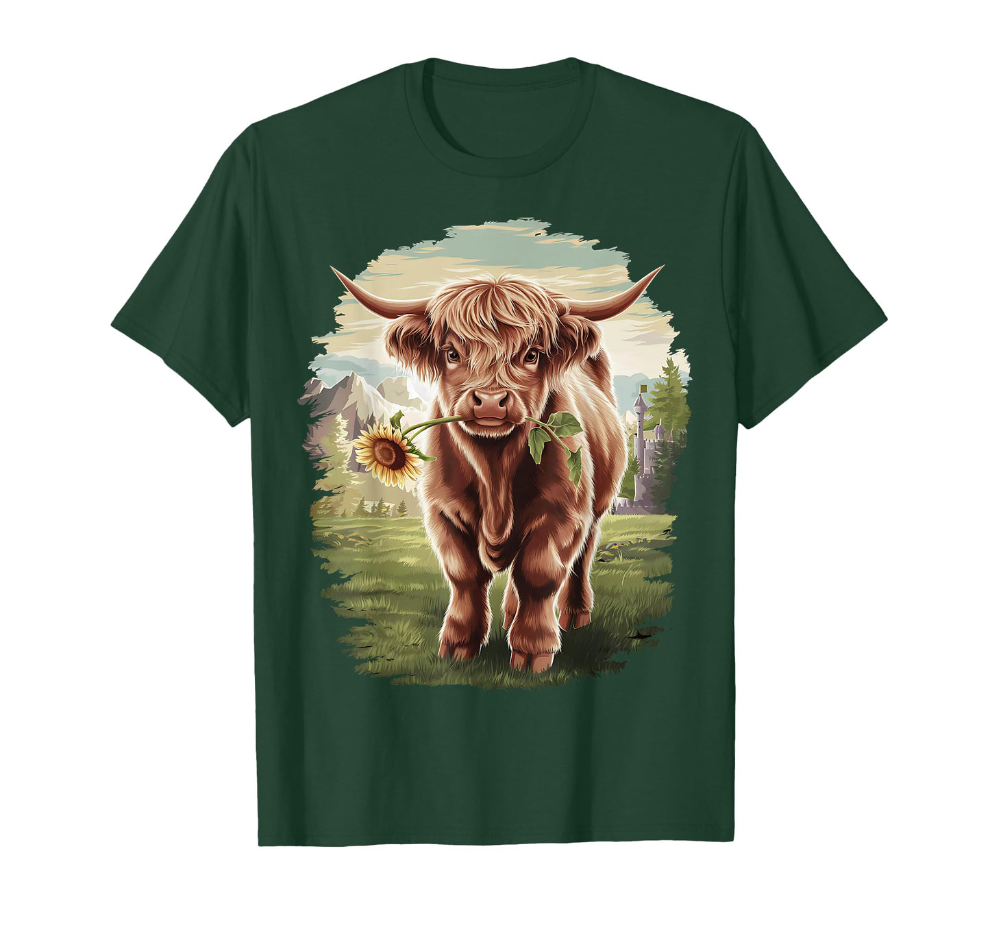 Western Farmer Animal Country Girls sunflower Highland Cow T-Shirt