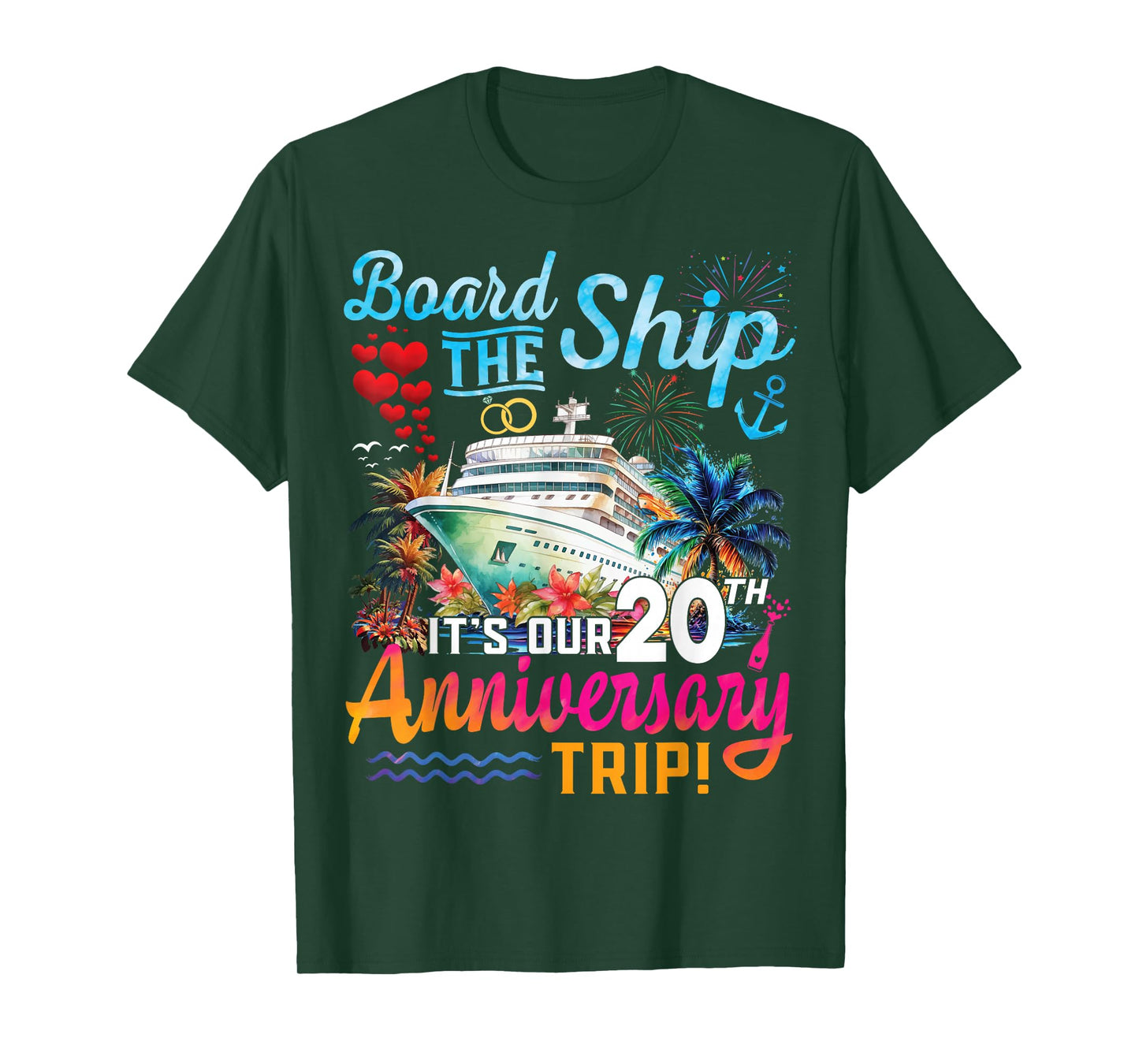 Husband Wife 20th Marriage Anniversary Cruise Ship Vacation T-Shirt