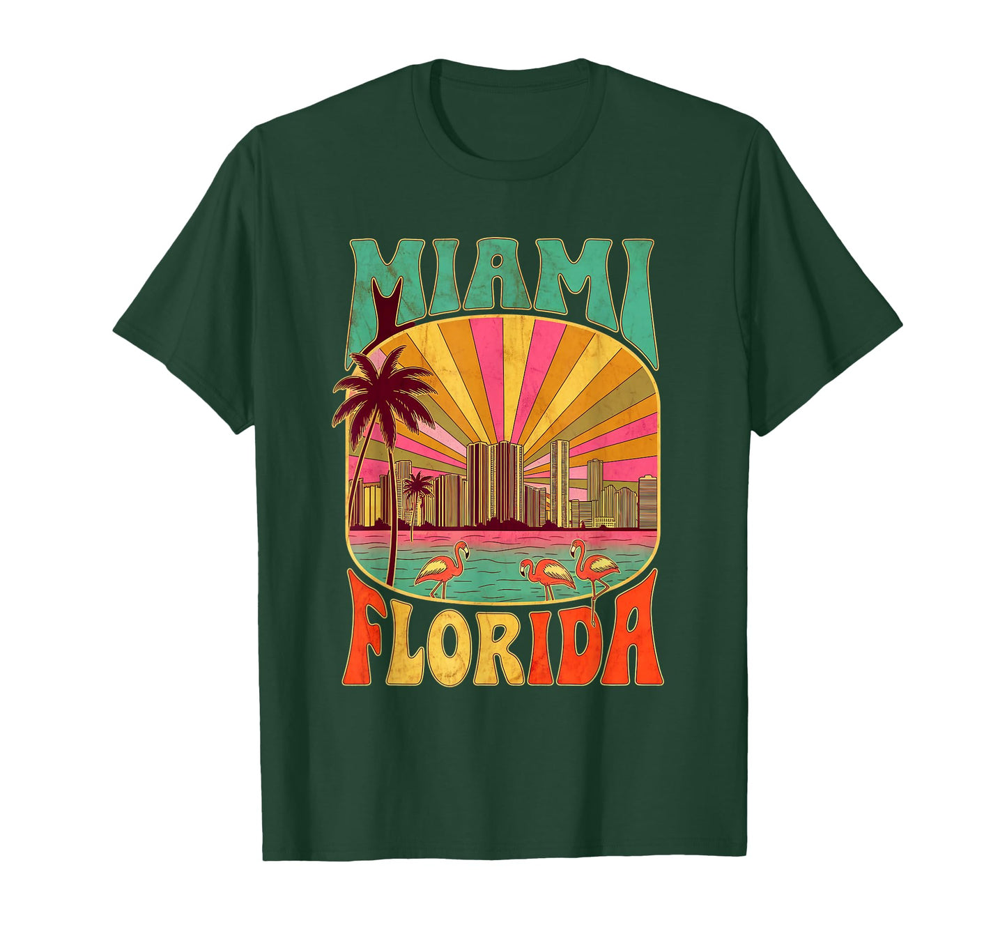Vintage Miami Florida Skyline Cityscape Retro Style T-Shirt