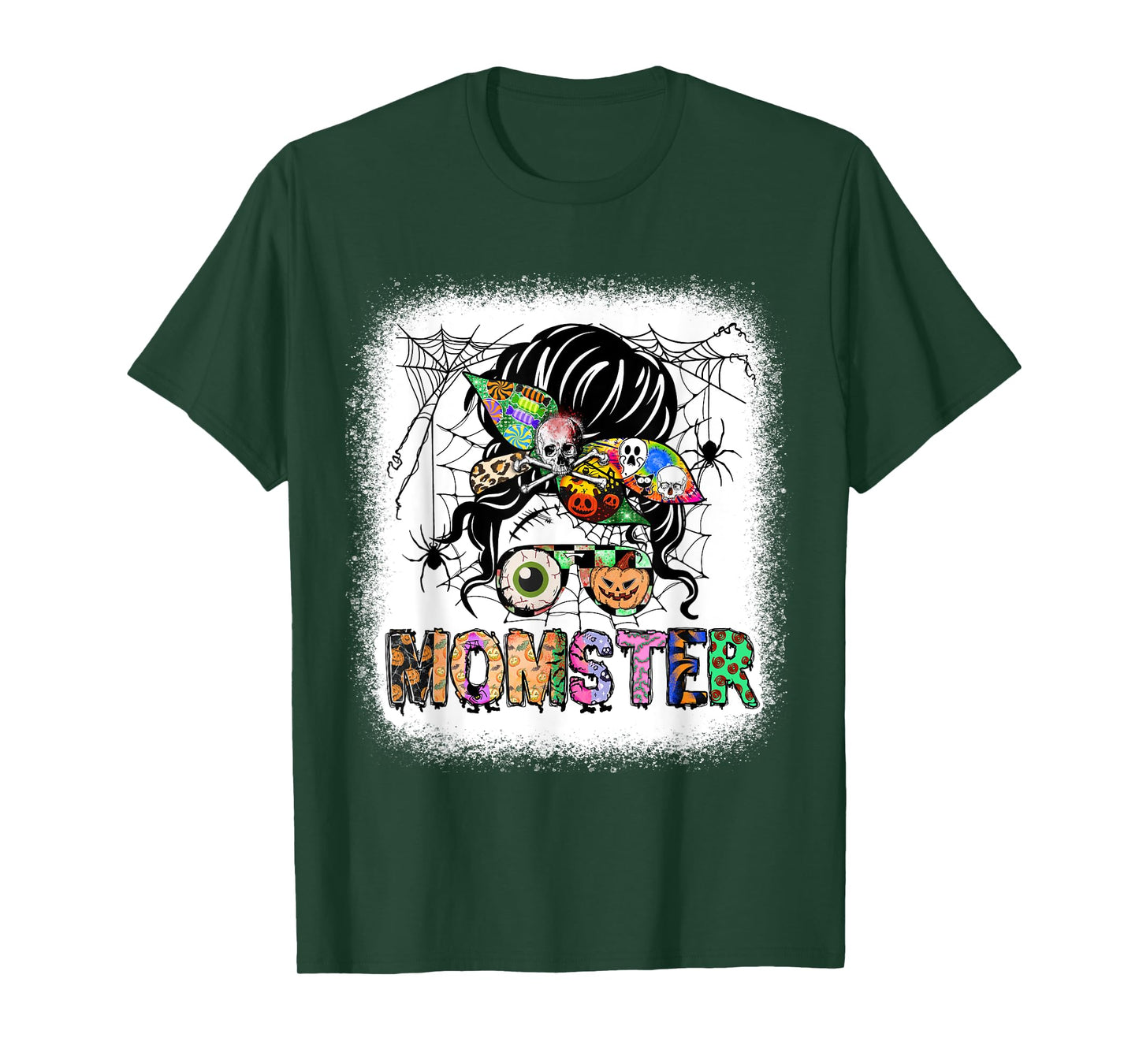 Momster Halloween Custume Messy Hair Bun Monster Momsterlife T-Shirt