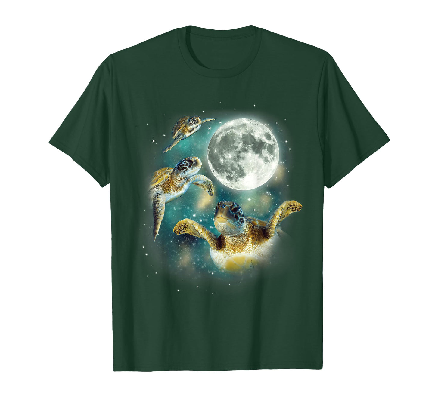 Three Sea Turtle Moon | 3 Magic Sea Turtles Cute Moon Parody T-Shirt