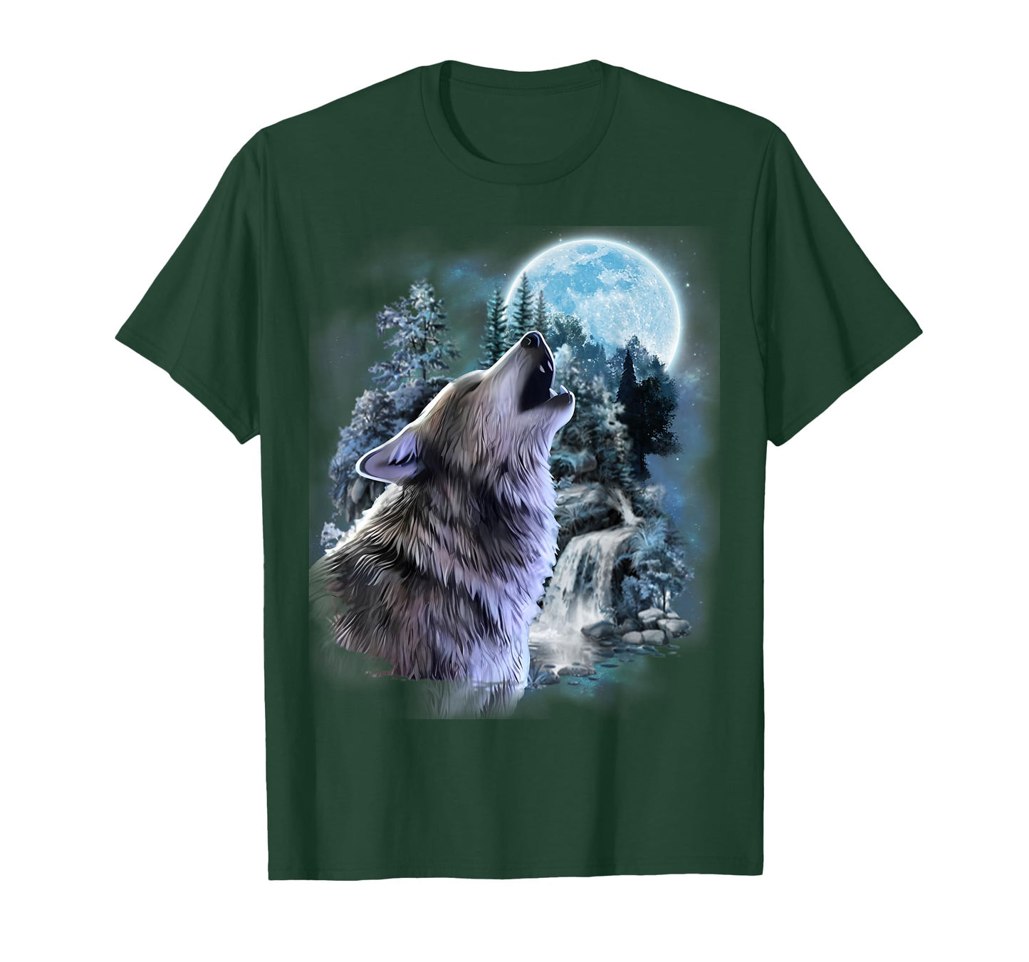 Wolf Howling Moon Forest Nature Wildlife Animal Lovers T-Shirt
