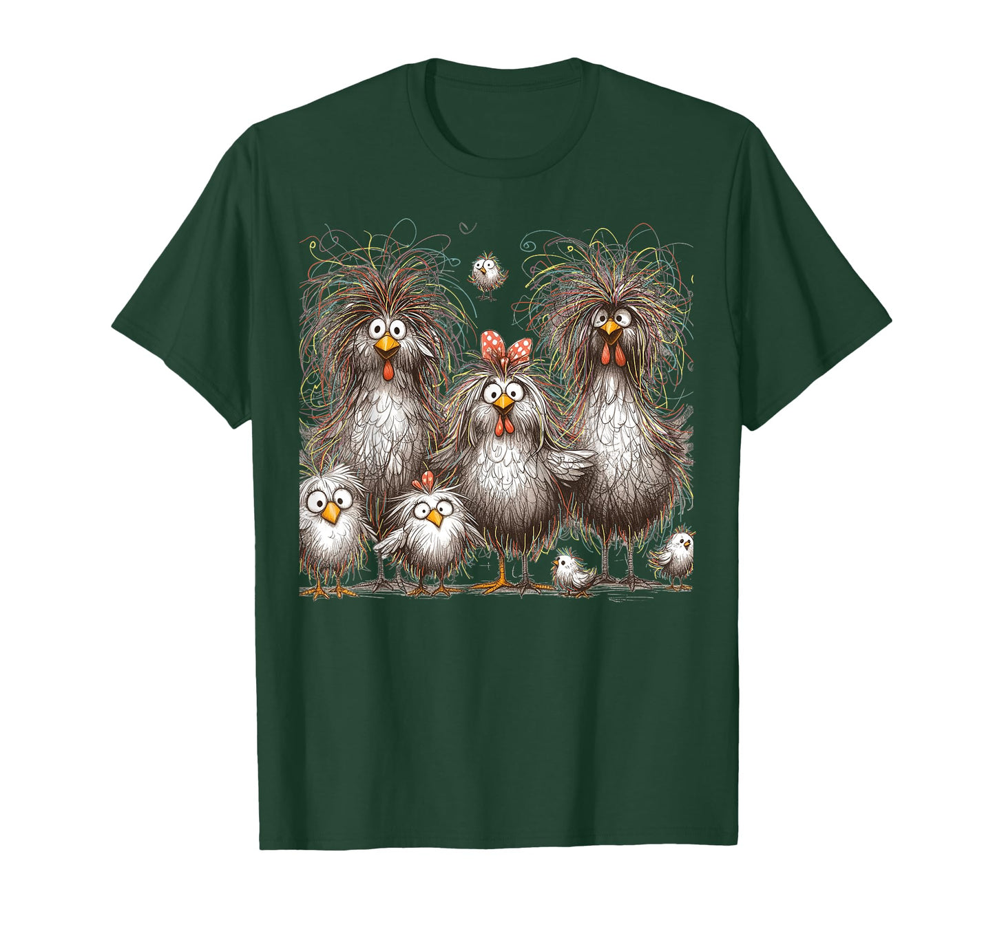 Funny Chicken Art Eagerlys Colorful T-Shirt