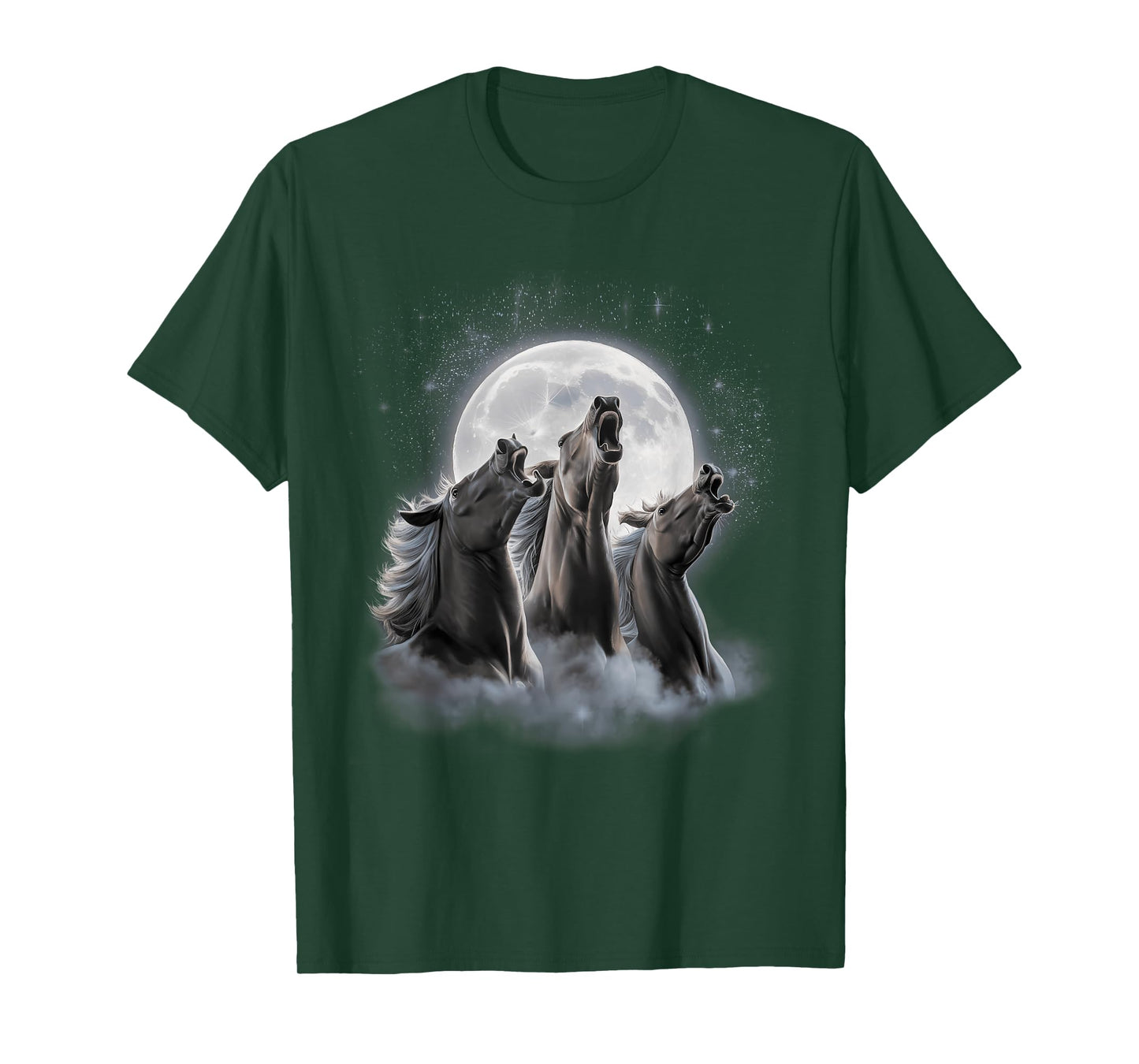 3 Horses Howling At The Moon Funny Horse Lover Equestrian T-Shirt