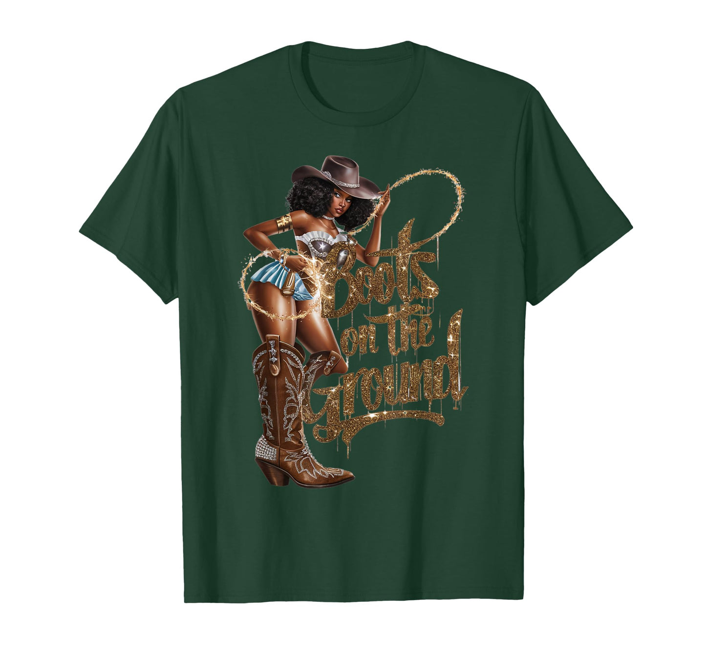 Funny Cowgirl Boots Bling Women Love Country Life Linedance T-Shirt