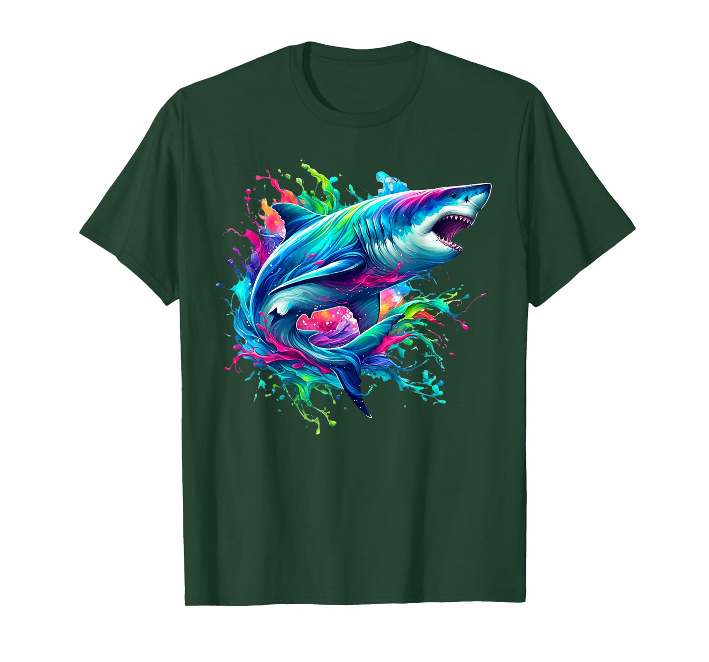 Shark Marine Biologist Paint Splash Ocean Animal Shark Lover T-Shirt