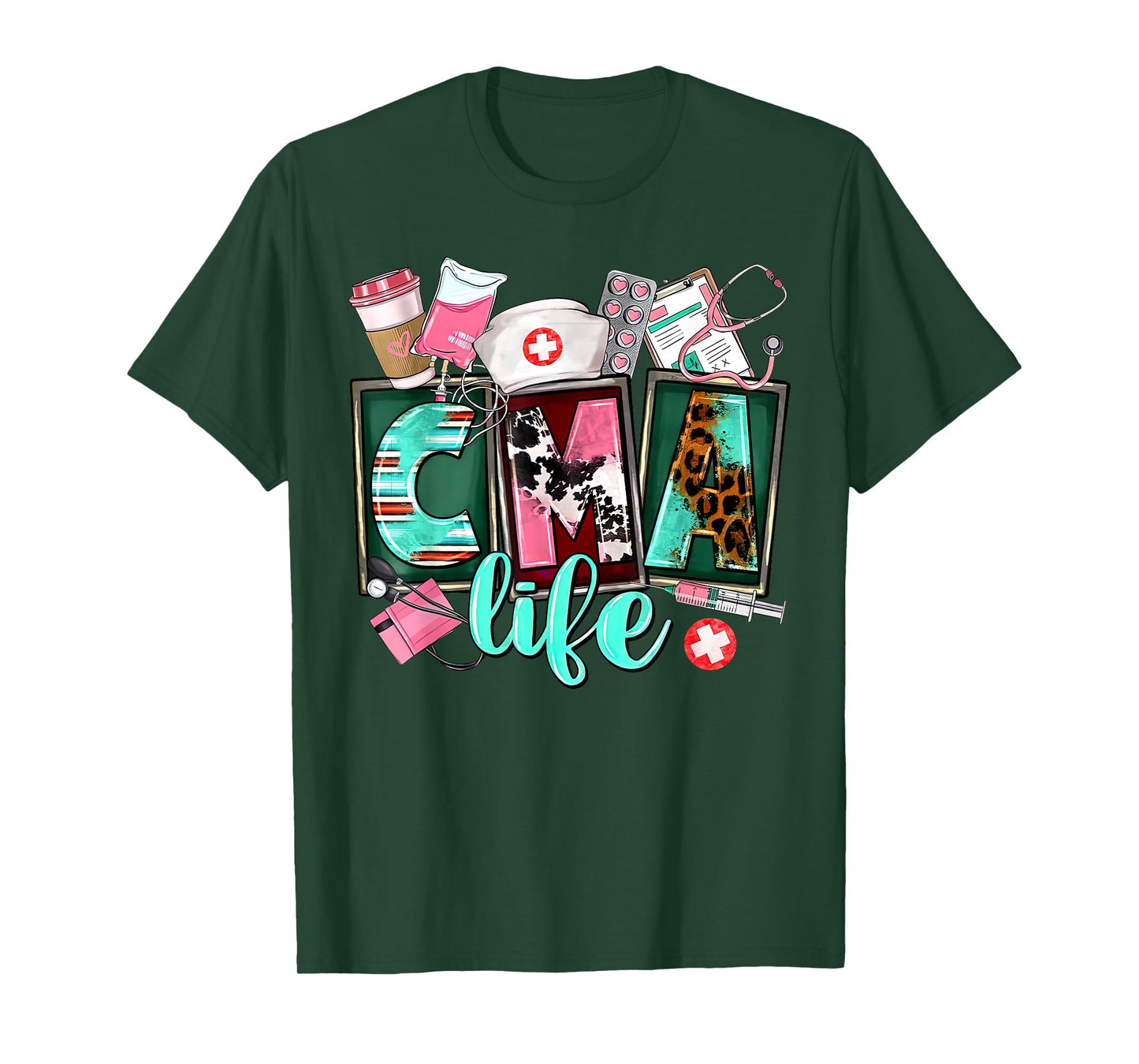 Groovy Leopard CMA Life Certified Medication Aide Nurse T-Shirt
