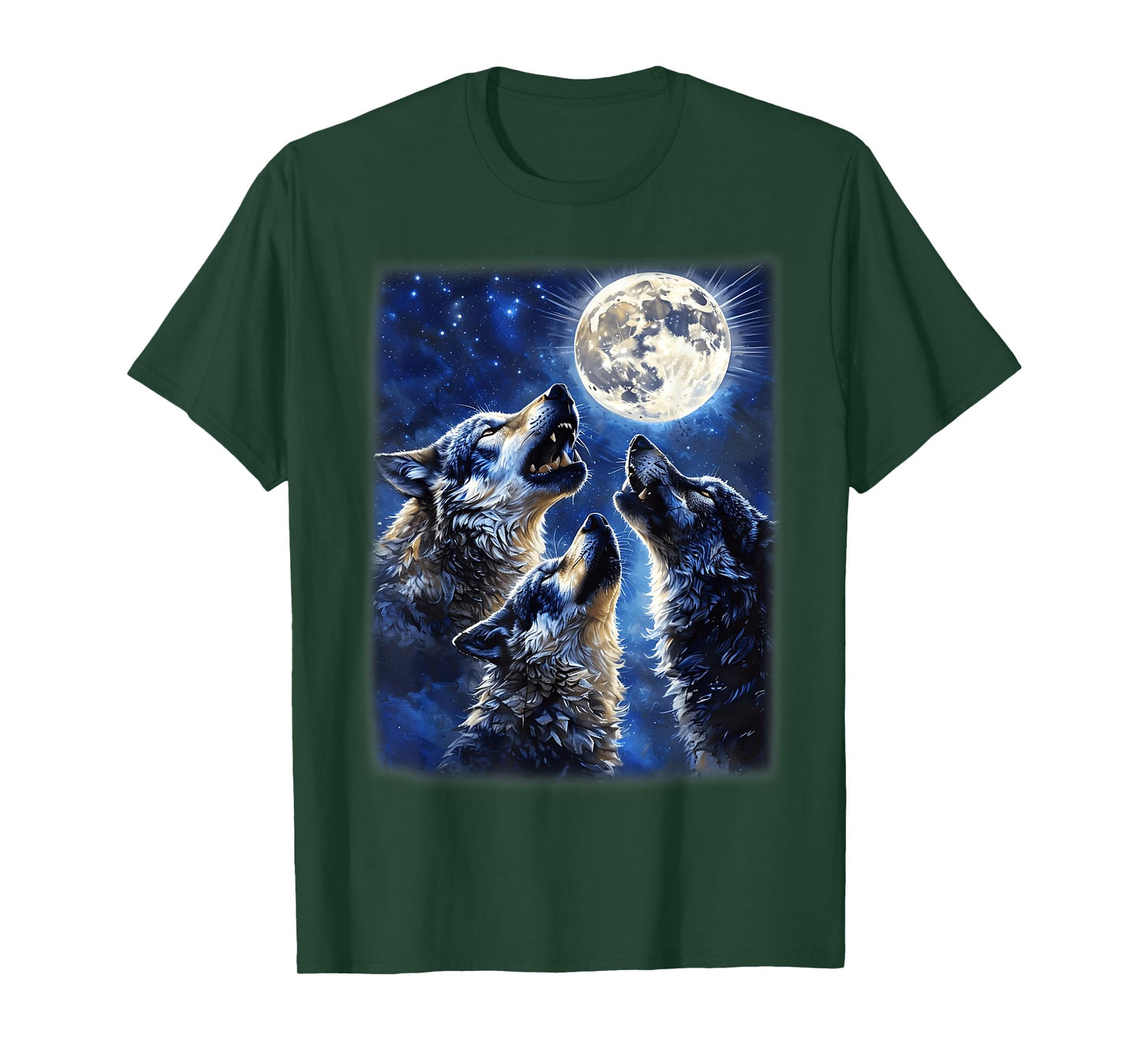 Wildlife Wolves Lovers Wolf Howling at The Moon Men Boy T-Shirt