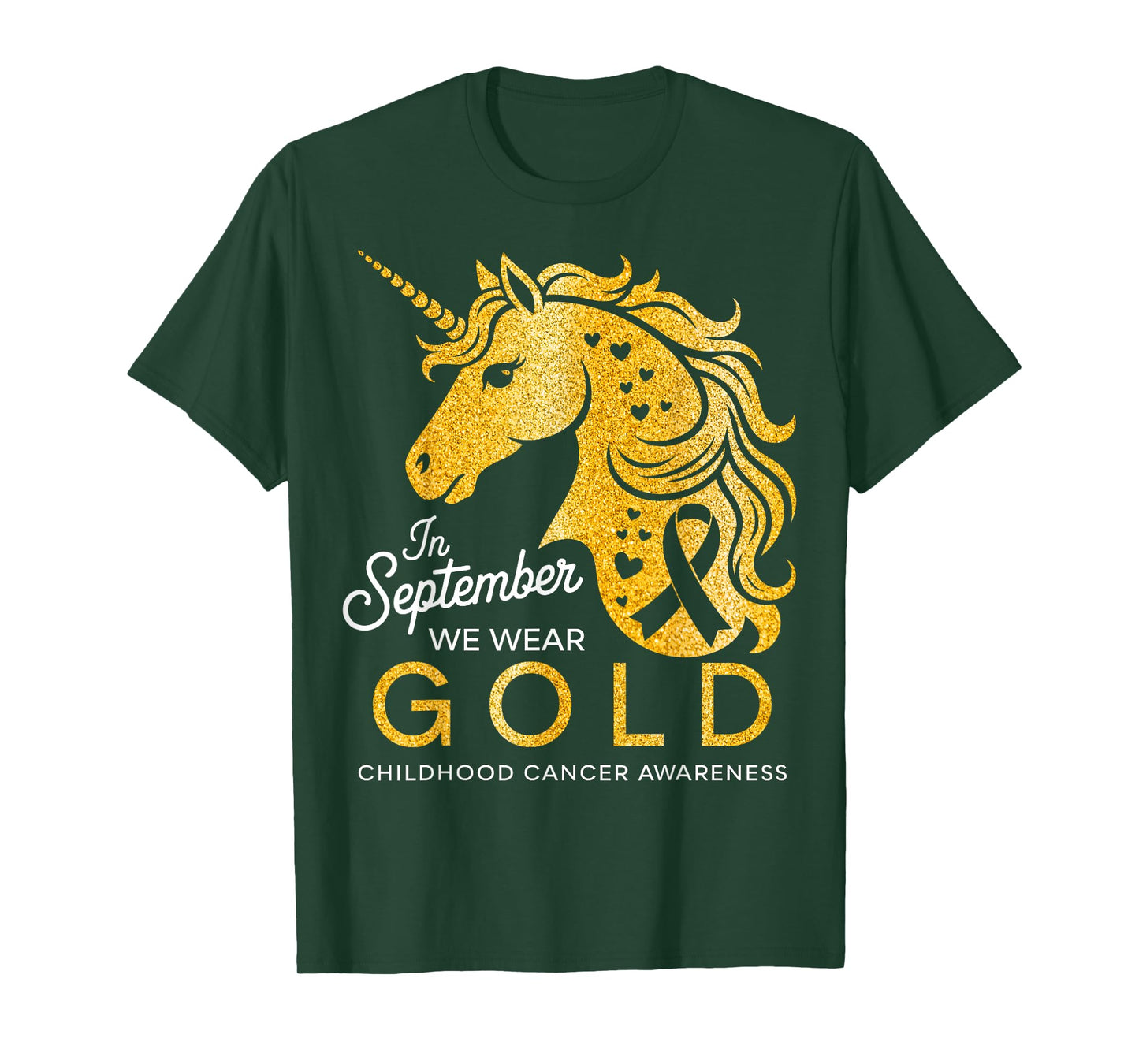 In September We Wear Gold Unicorn Childhood Cancer Awareness T-Shirt