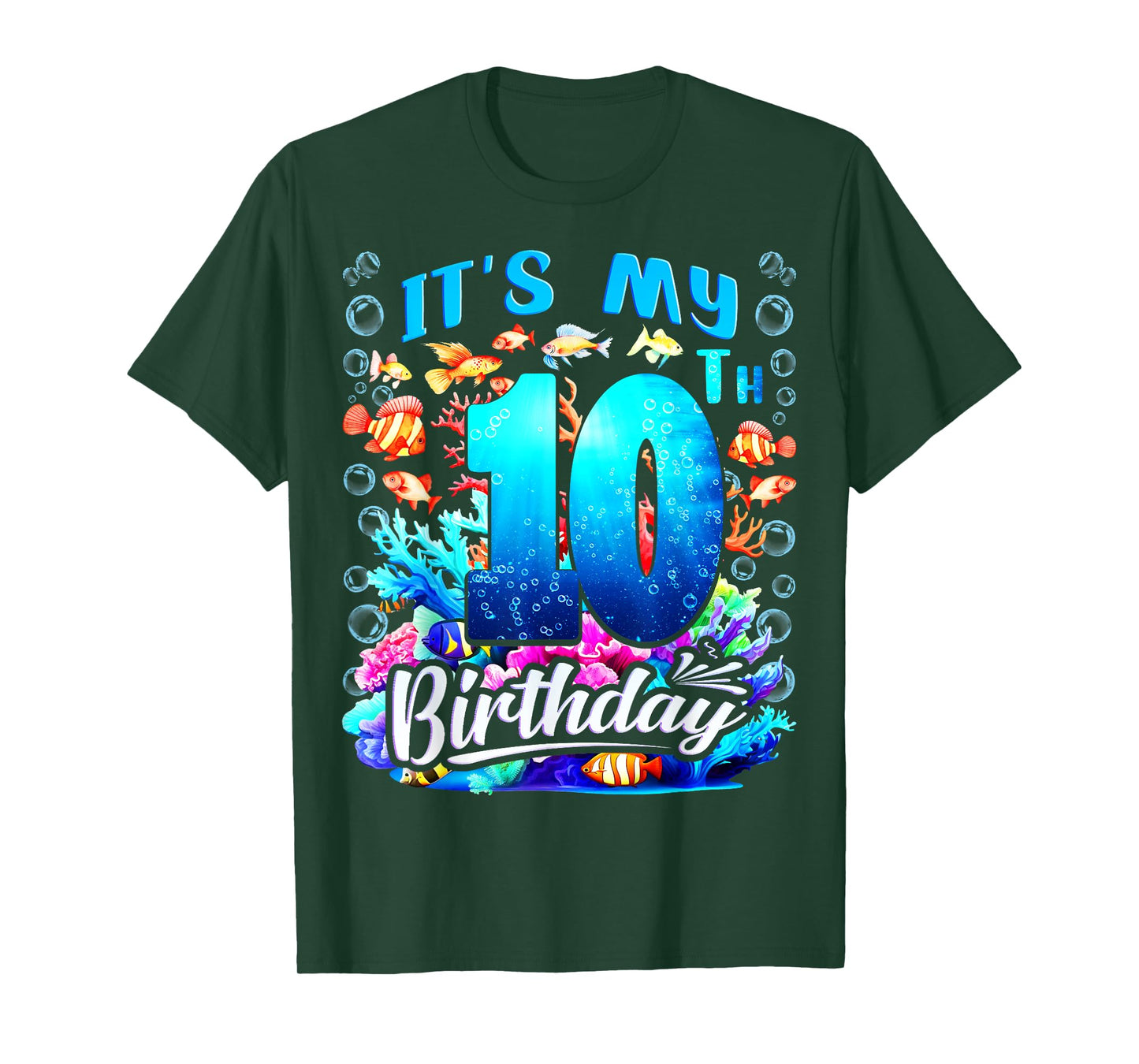 It's My 10th Birthday Boy Sea Fish Ocean Animals Aquarium T-Shirt