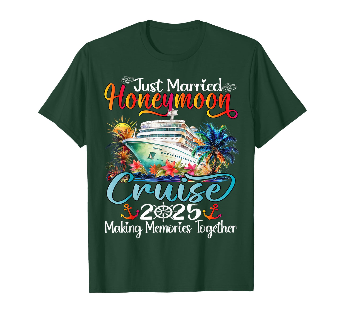 Honeymoon Cruise 2025 Just Married Matching Couples Vacation T-Shirt