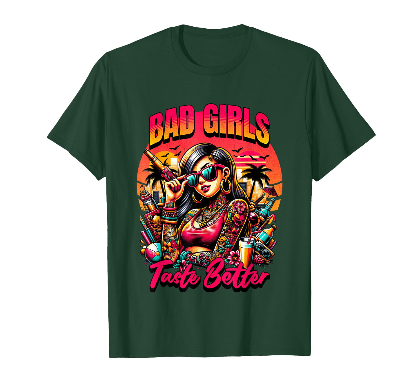 Bad Girls Taste Better Graphic Tattoo T-Shirt