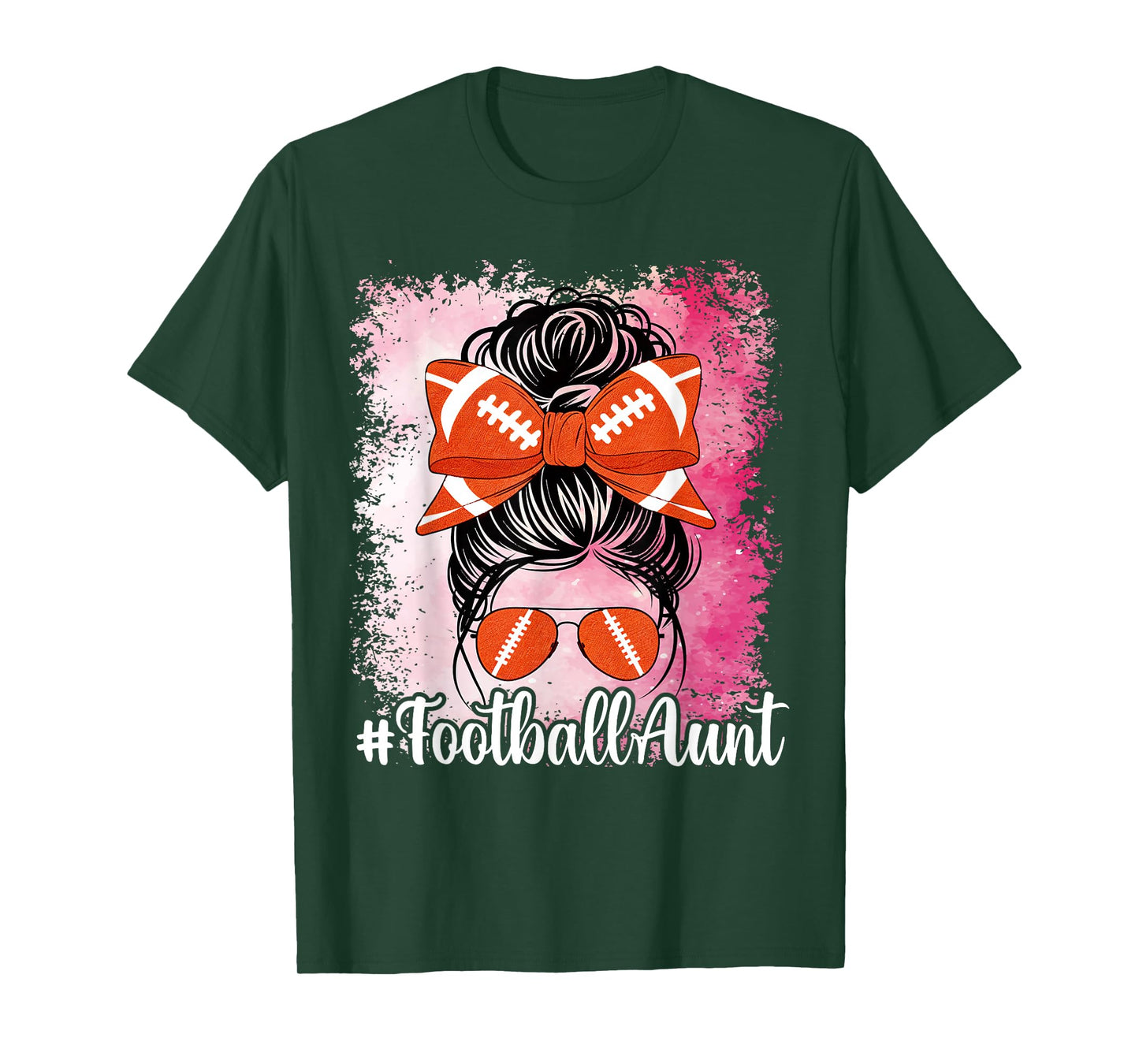 Bleached Football Aunt Life Messy BunMother's Day T-Shirt