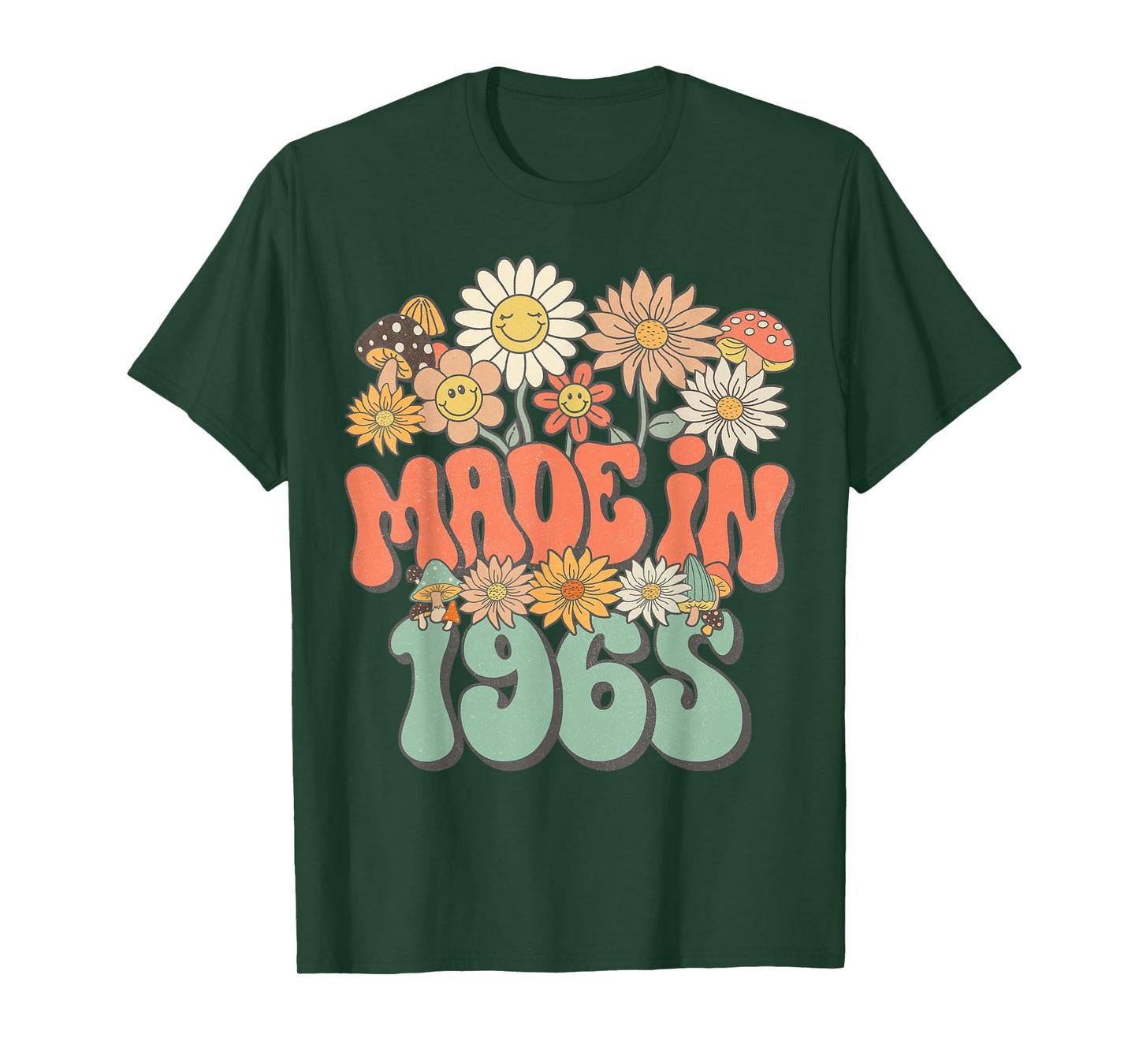Retro Groovy Made In 1965 Floral Hippie Daisy 60th Birthday T-Shirt